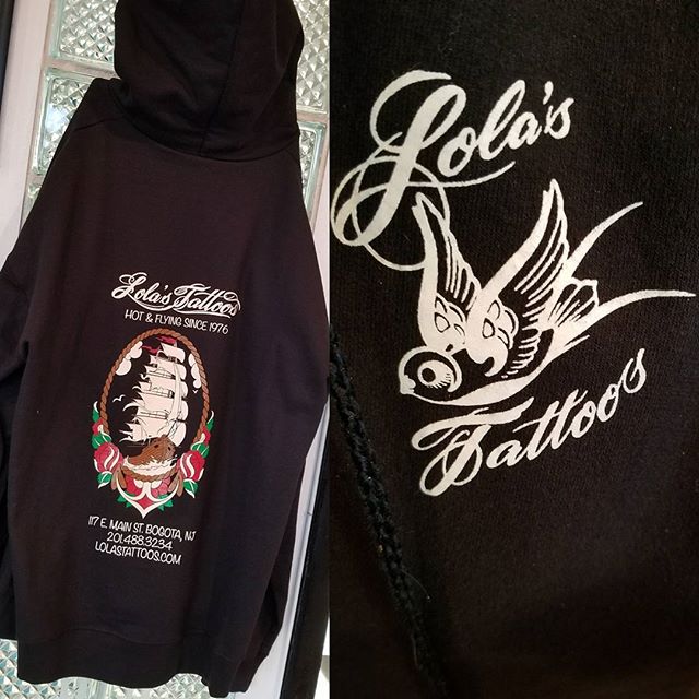 Lola's hoodies available. 
Come down and get one.
#hoodies #tattooshop #lolastattoos #itscoldoutside