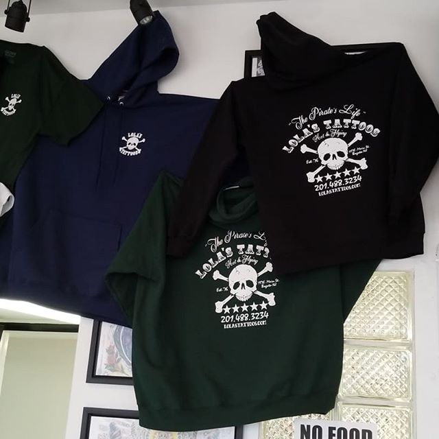 Come get your sweatshirts!
3 colors available: black,blue, and green #tattooshopsnj #lolastattoos #hoodies #tattooshop #supportlocalbussiness