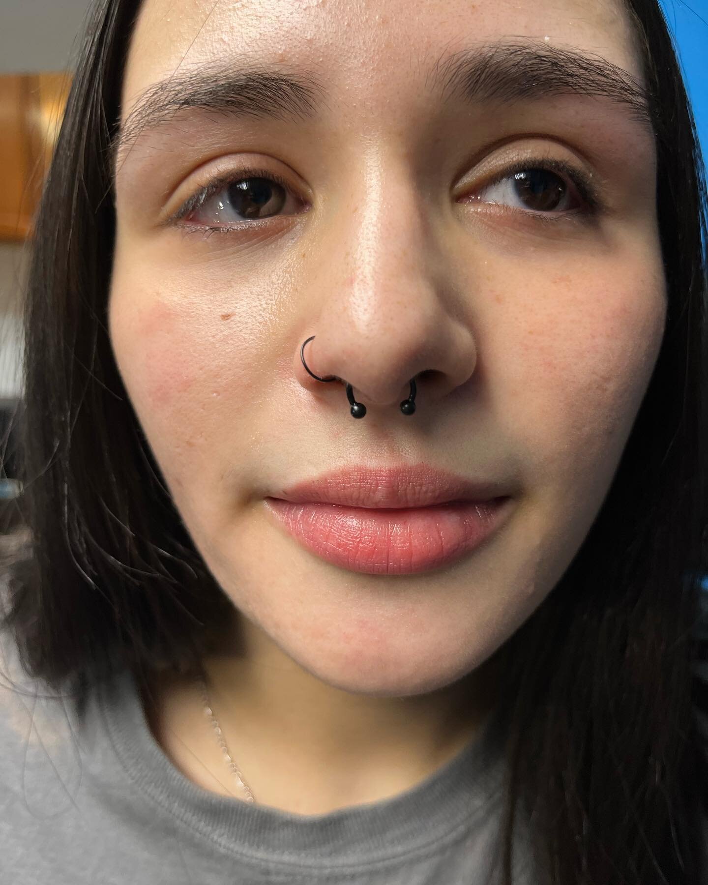 Septum piercing, super concealable if you want to only show it off sometimes #flipitup #pierclings #piercerlife #septum @lolastattoos