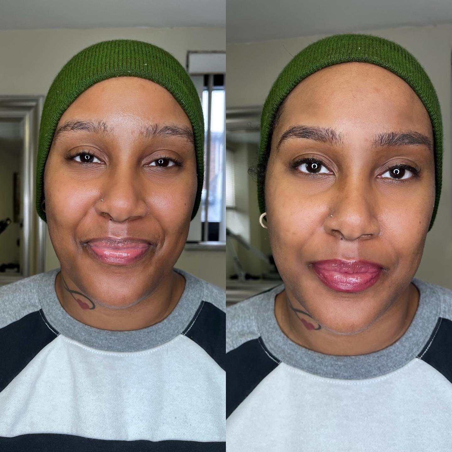 A natural transformation for brows and lips:
powder brows and lip blush

Book with me by clicking book now or call the shop at 2014883234