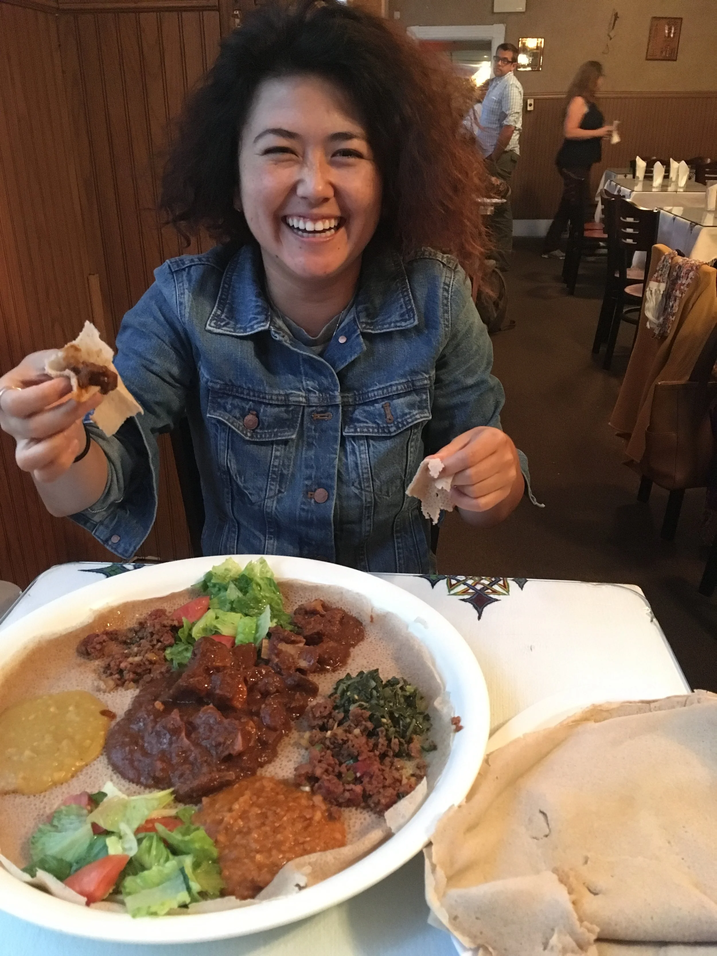 At Abyssinia Restaurant in West Philly with my intrepid director, Lisa Dring.