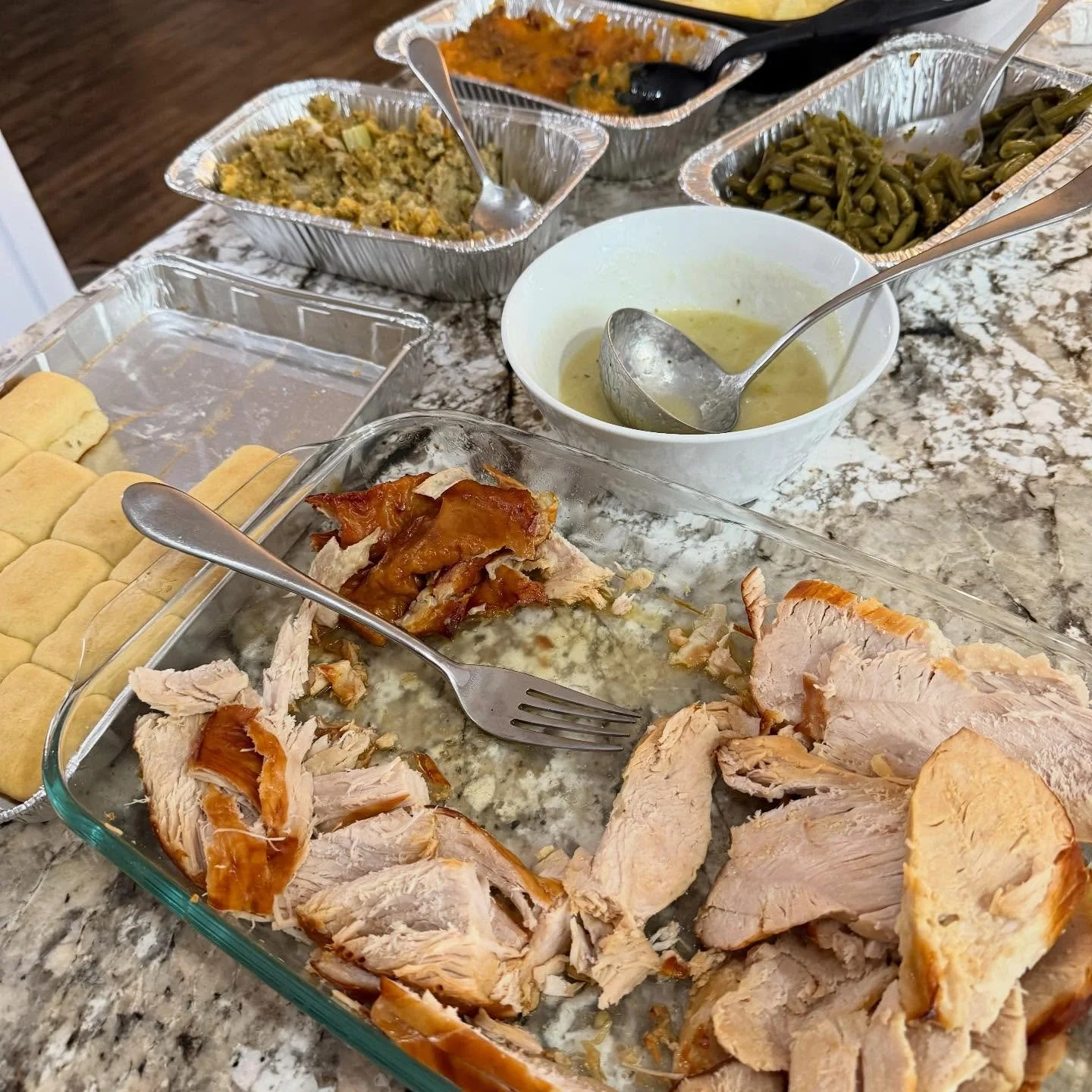 POV: you ordered Thanksgiving from Cracker Barrel because life is busy, you leave for a hockey tournament tomorrow, and your kids are just going to eat rolls anyway. 

And everyone was full and thankful. The End. 

Happy Thanksgiving a day early, all