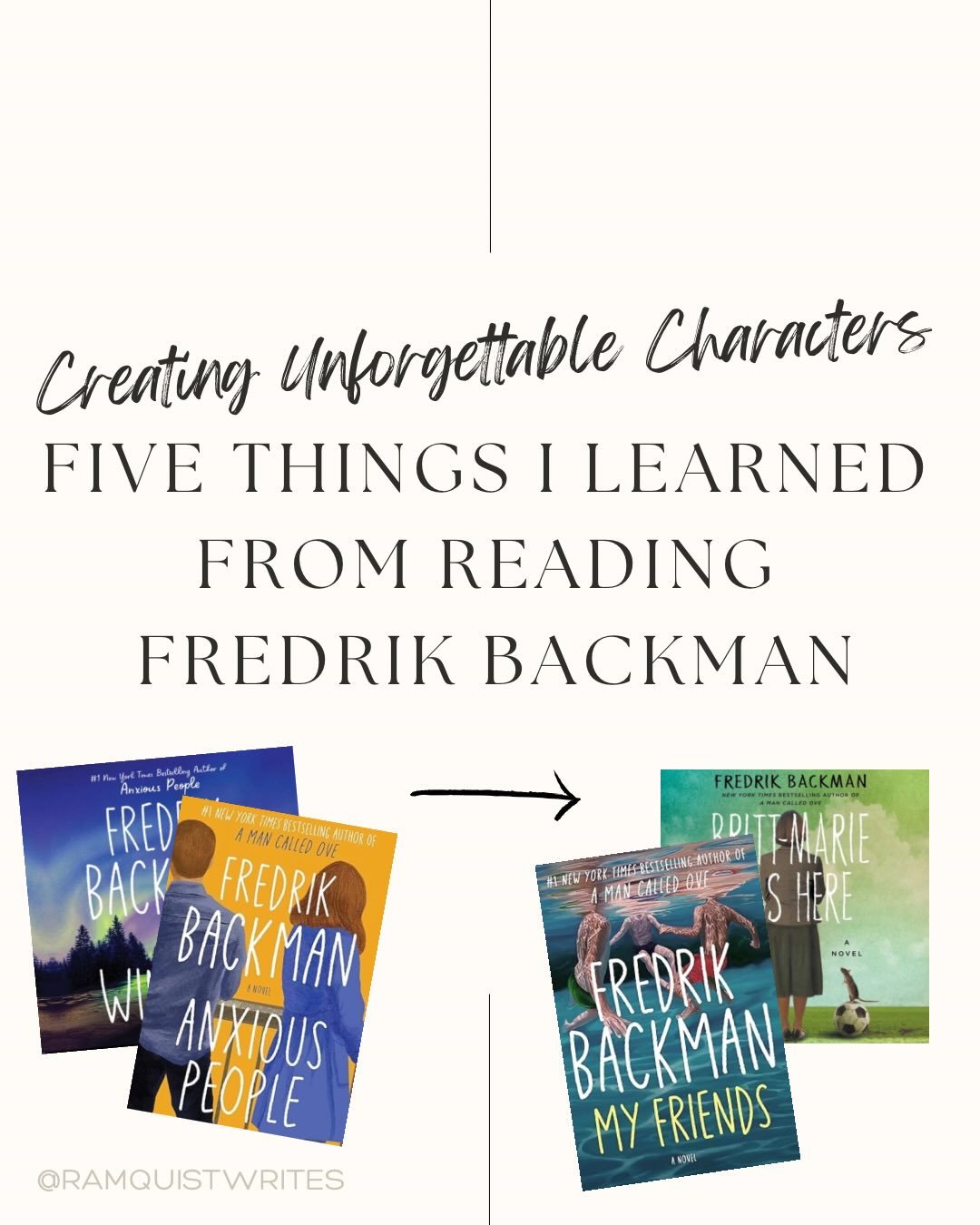 Creating Unforgettable Characters: Five Things I Learned From Reading Fredrik Backman 📚

1. Characters are not perfect. But not all of their flaws need to be major plot points. Some just make them who they are.

2. Character relationships, and how t