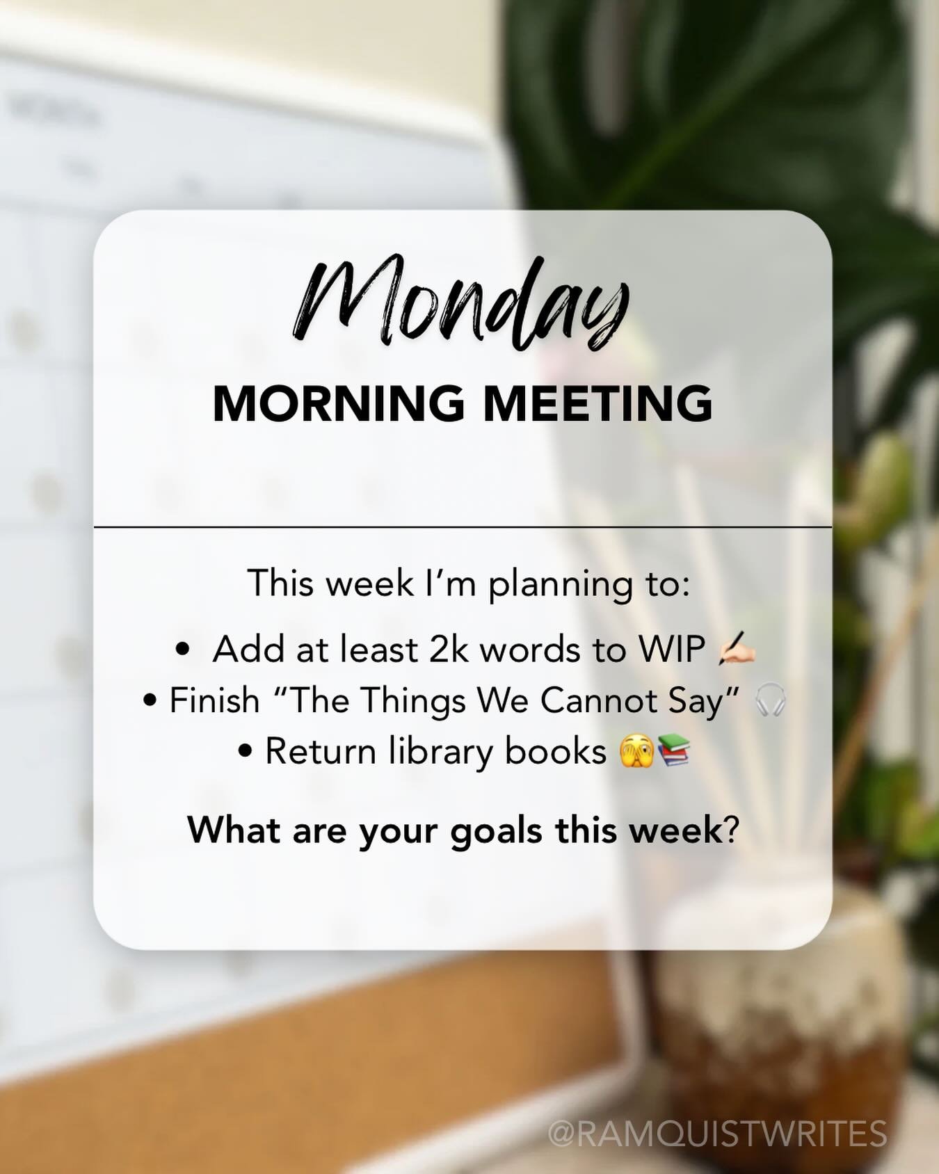 Happy Monday! I hope all the different kinds of moms out there felt appreciated and loved over the weekend!! 

Here&rsquo;s to gearing up for a new week! I&rsquo;m upping my word goal and hoping to finish a new book. What&rsquo;s on your list this we