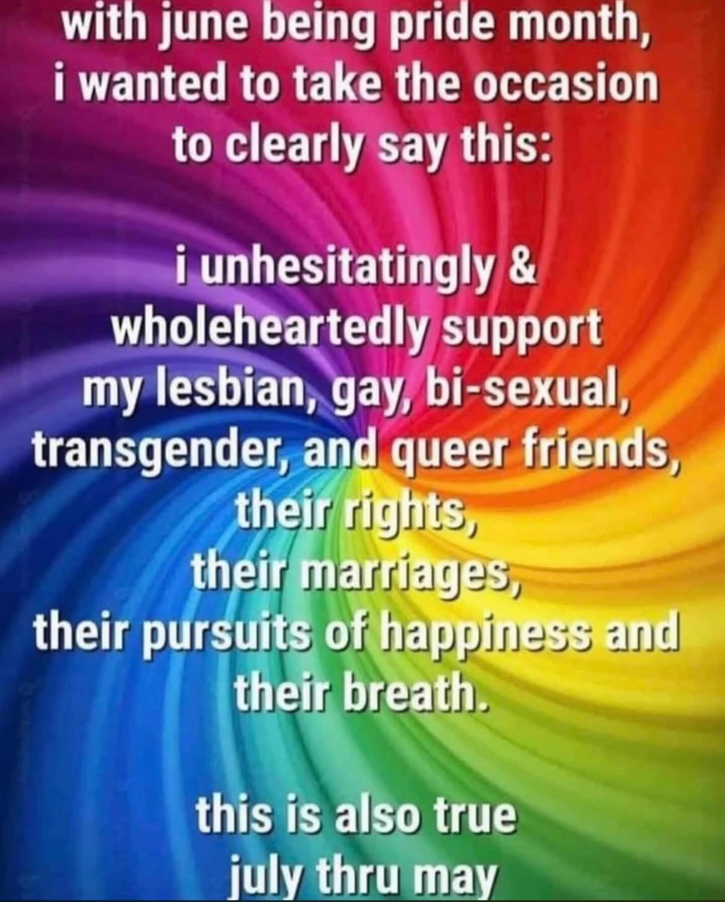 I post this every year on my personal socials so I felt like it was important here, too. Please know that this is not about being performative, but rather to let anyone who might not know that I am safe person. All year. 

Love you all. ✌🏻🤍🌈