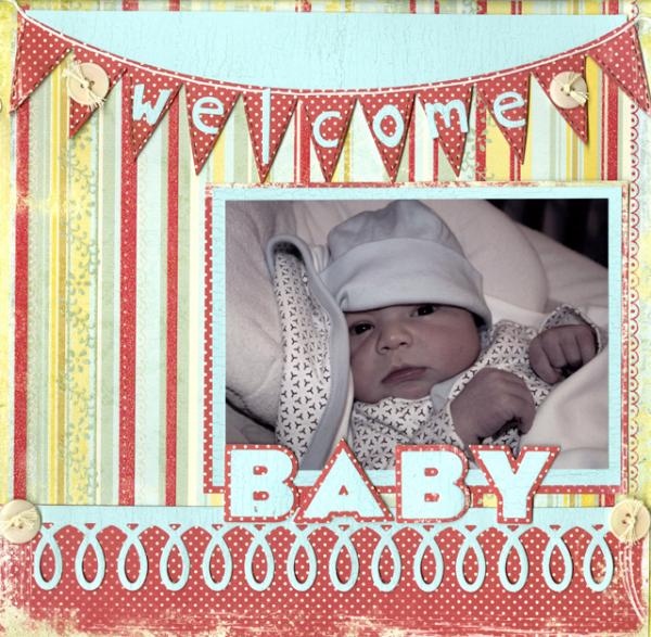  Here's a scrapbook page I created using the  Pennants Die &nbsp;and the  Loop De Loo Die . 