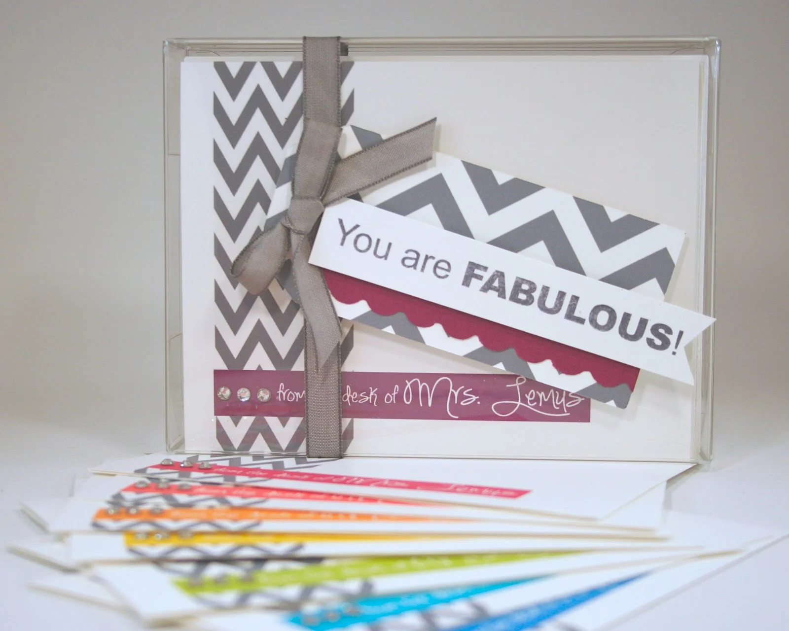 Teacher Appreciation Gift: Chevron Rainbow Notecard Set