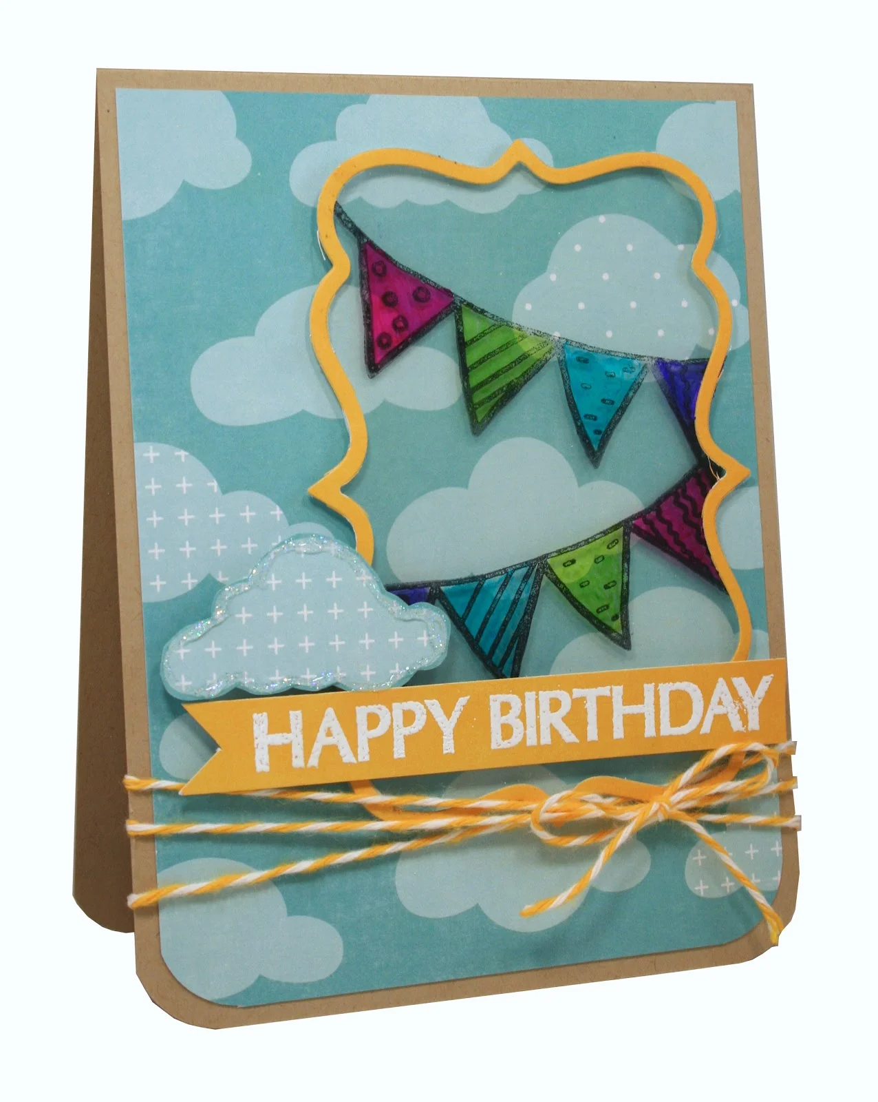 Birthday Doodles Pennant Card-My Pink Stamper Release Hop