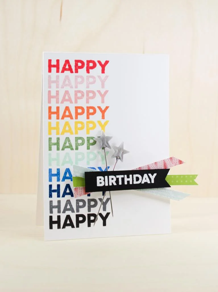 Happy Birthday Card - Rainbow Stamping