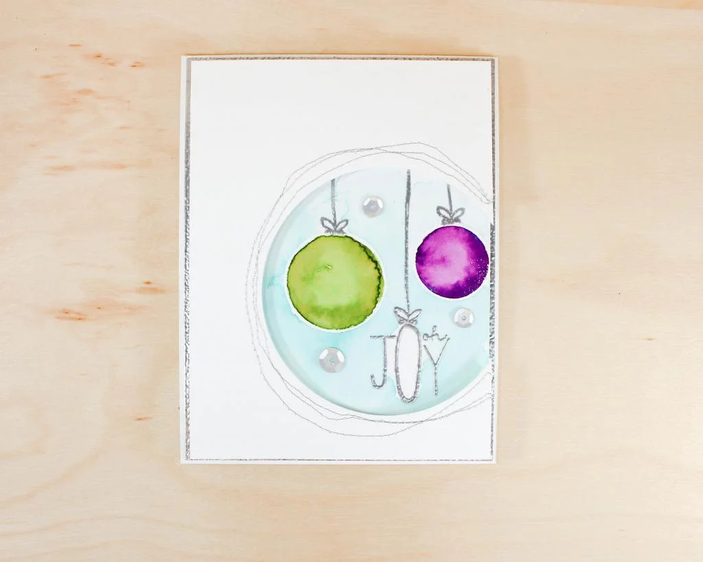 Oh Joy Ornament Card - Watercolor Resist