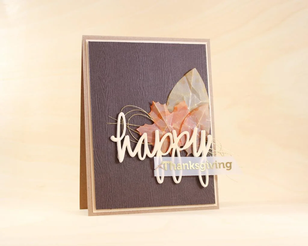 Happy Thanksgiving Card - Creating Faux Wood Veneer