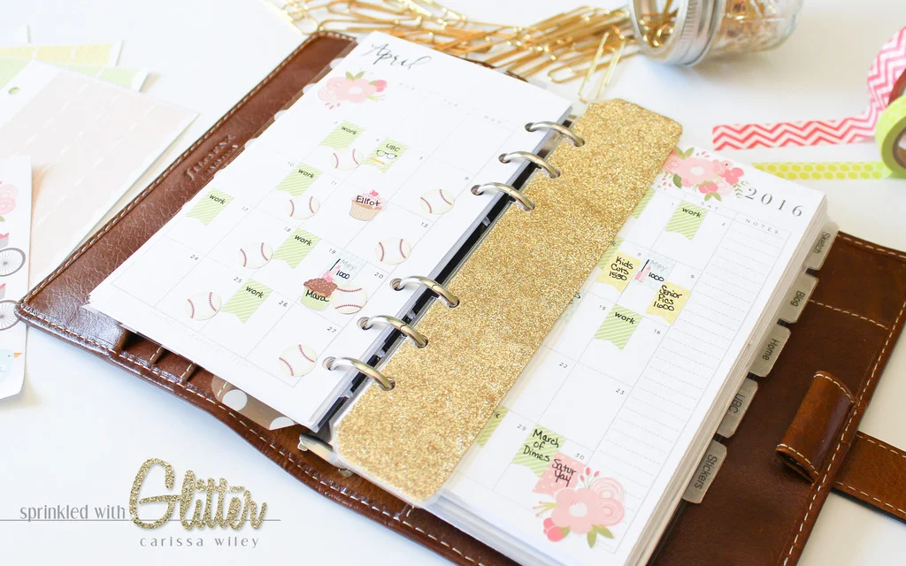Glitter Planner Bookmark - Inside My Personal Size Filofax Malden