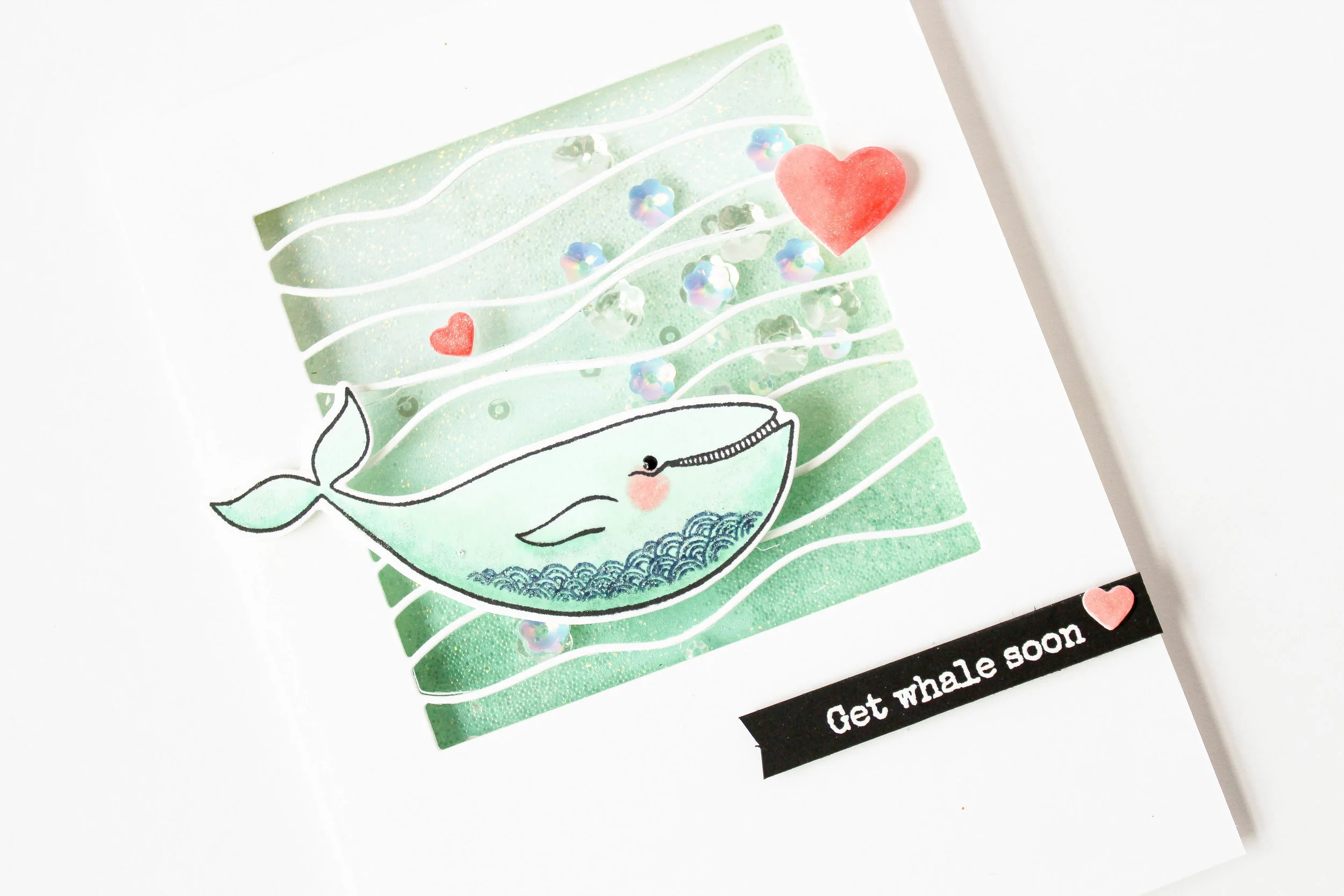How To Create Ombre Glitter Shaker Backgrounds - S'Whale Shaker Card