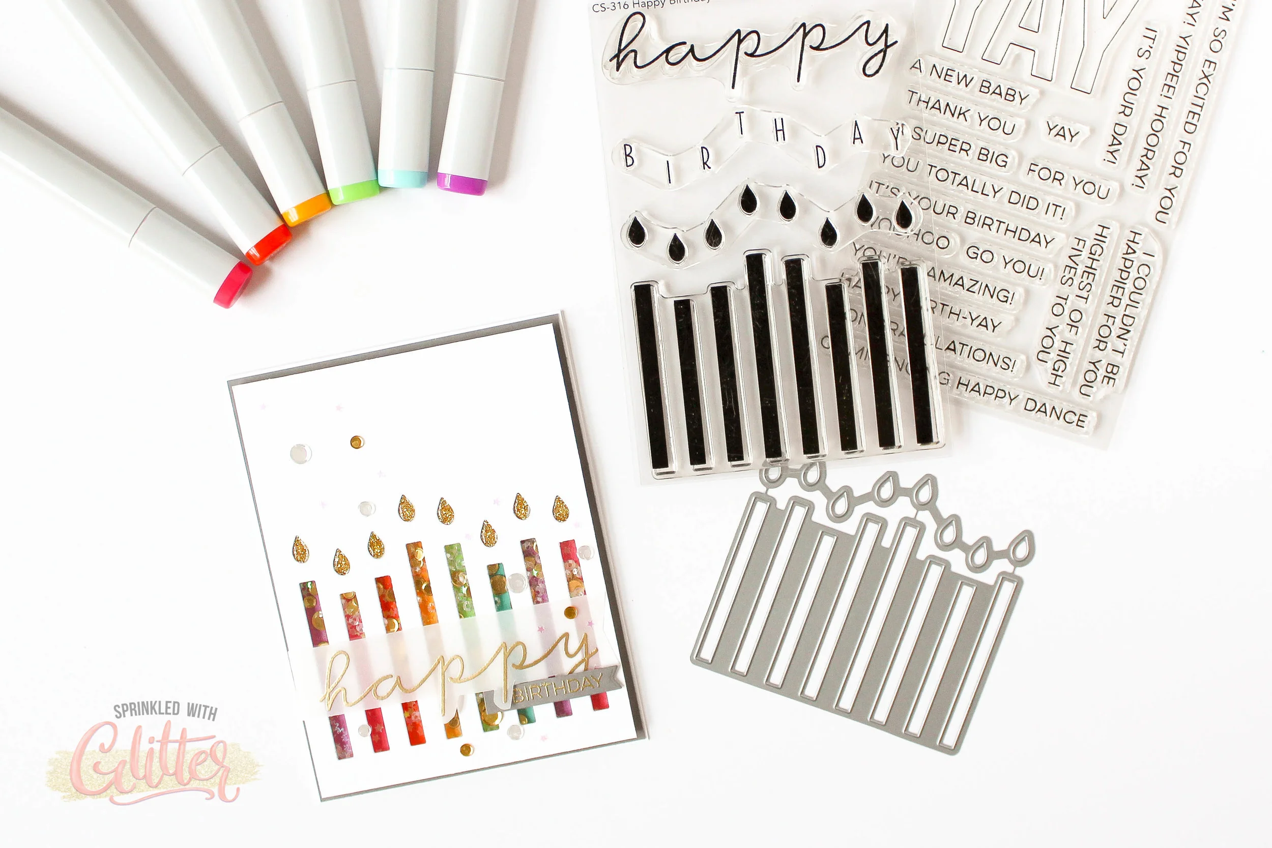 Happy Birthday Candles Rainbow Shaker Card Featuring My Favorite Things