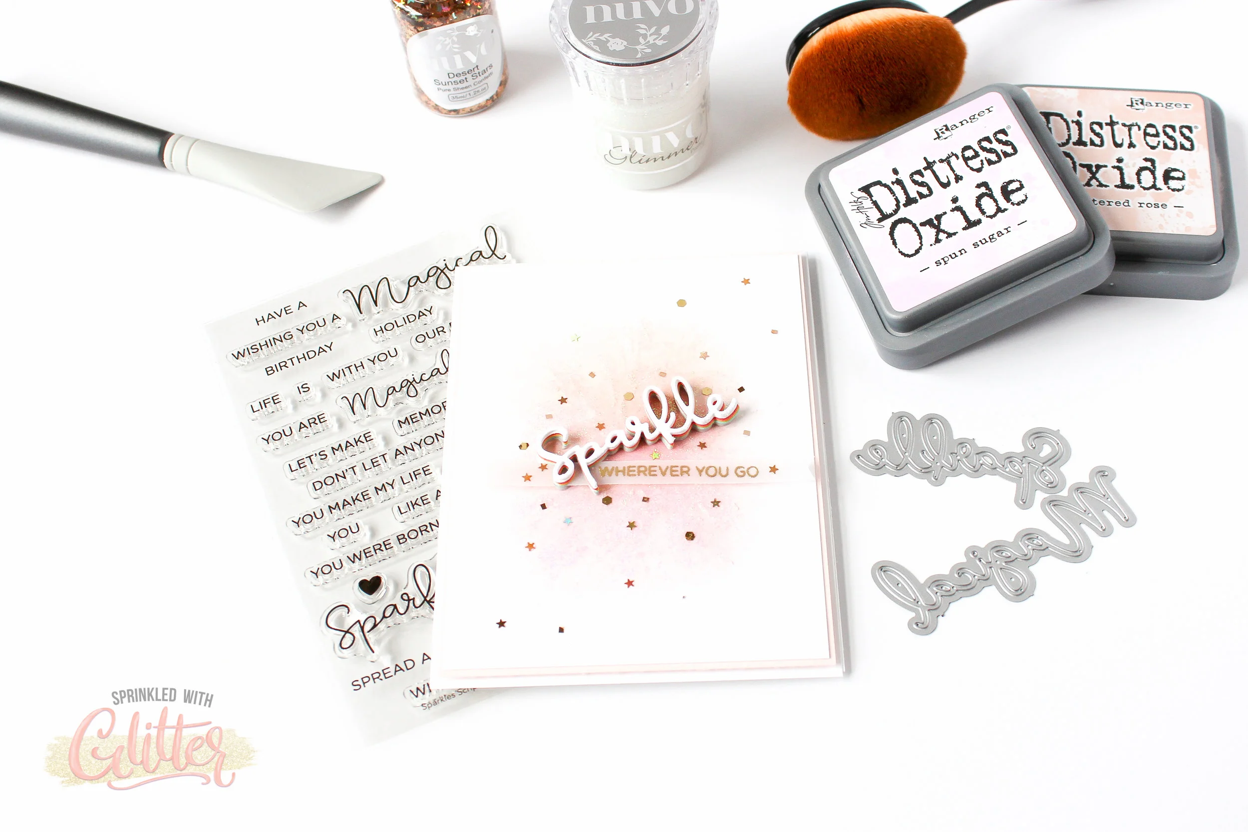 Rainbow Shadow Stacked Sentiment Die Cuts