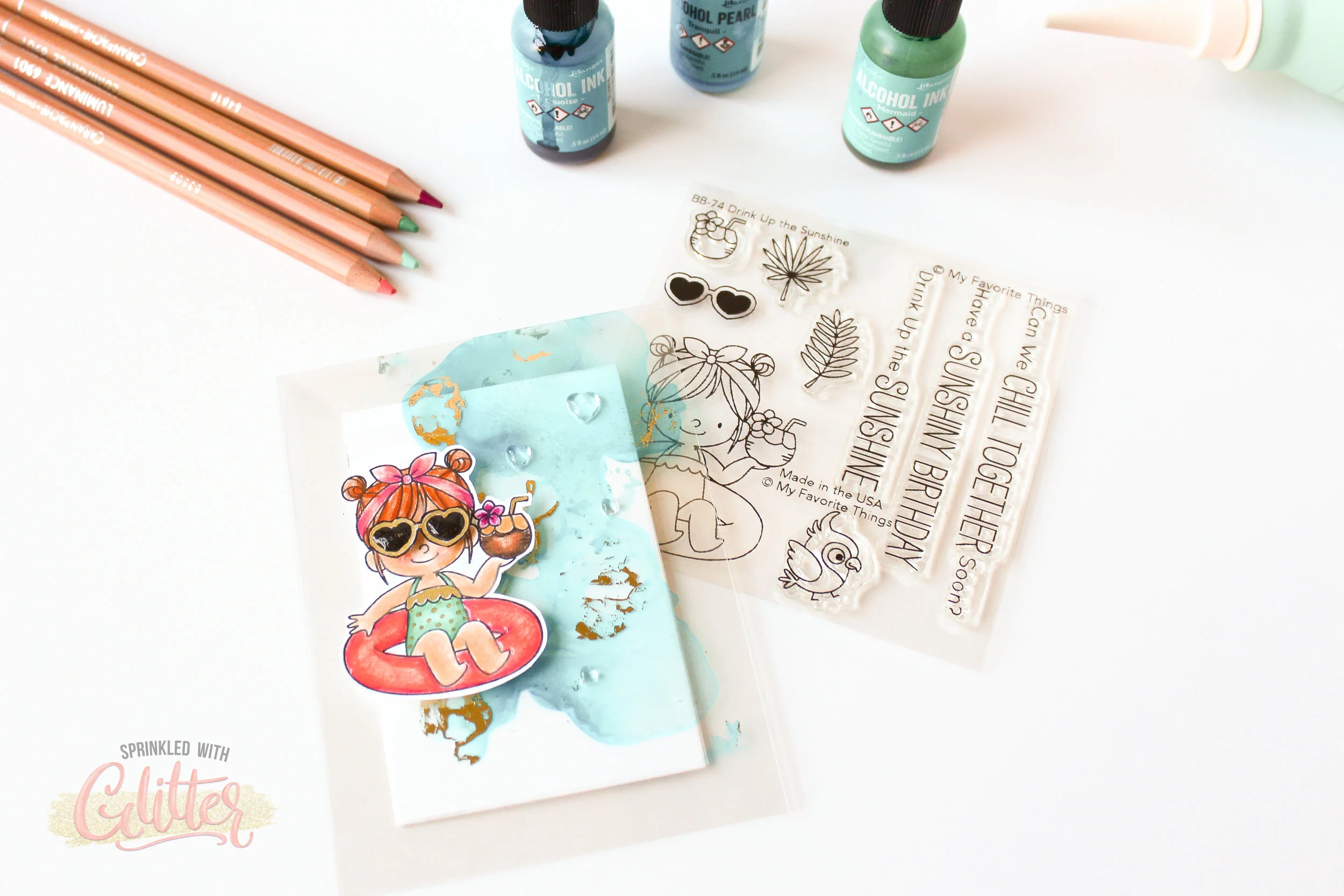 Alcohol Inked Acetate Card With Foil Accents