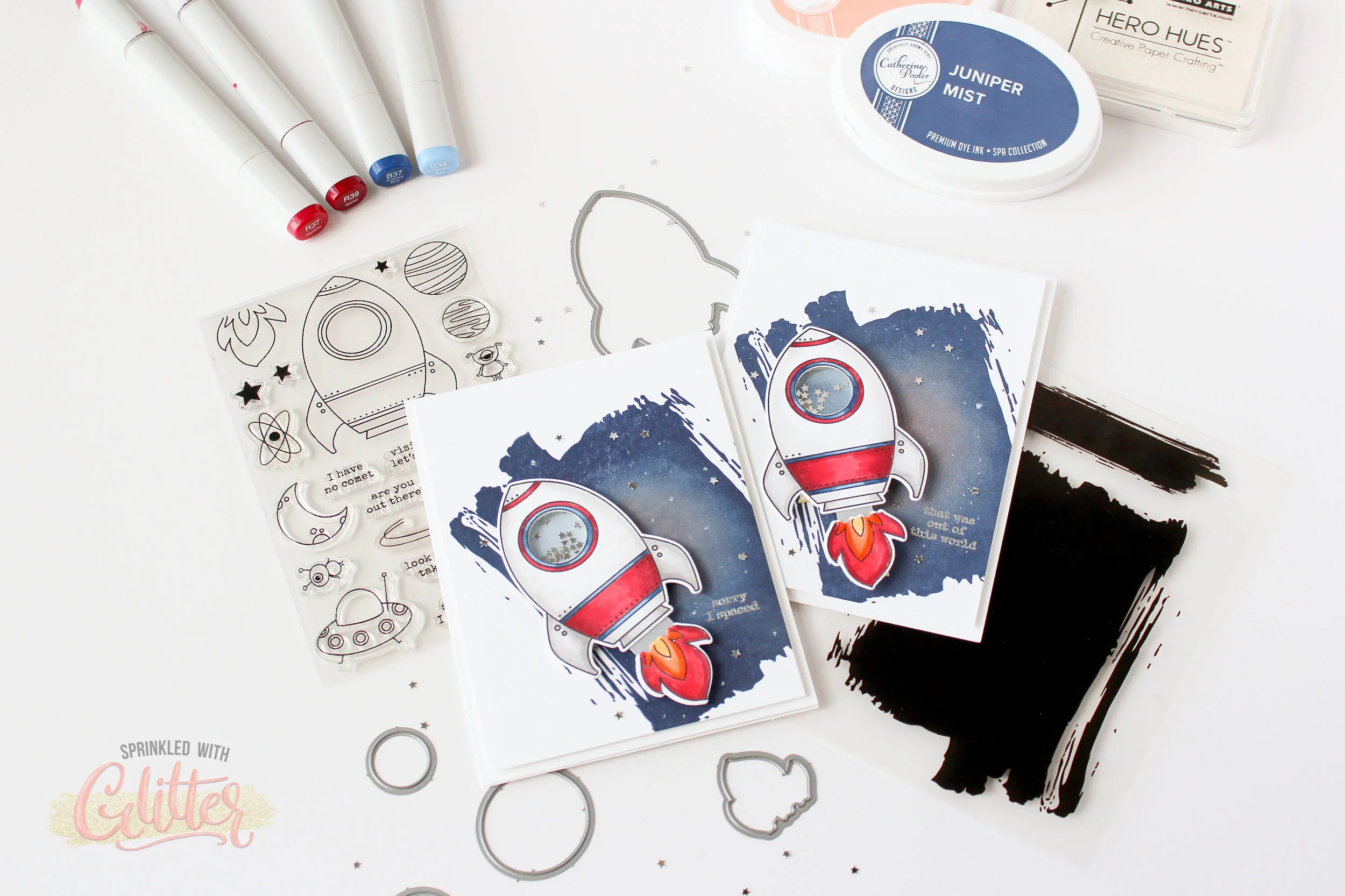 Clean &amp; Simple Galaxy Background - Space Out Shaker Cards