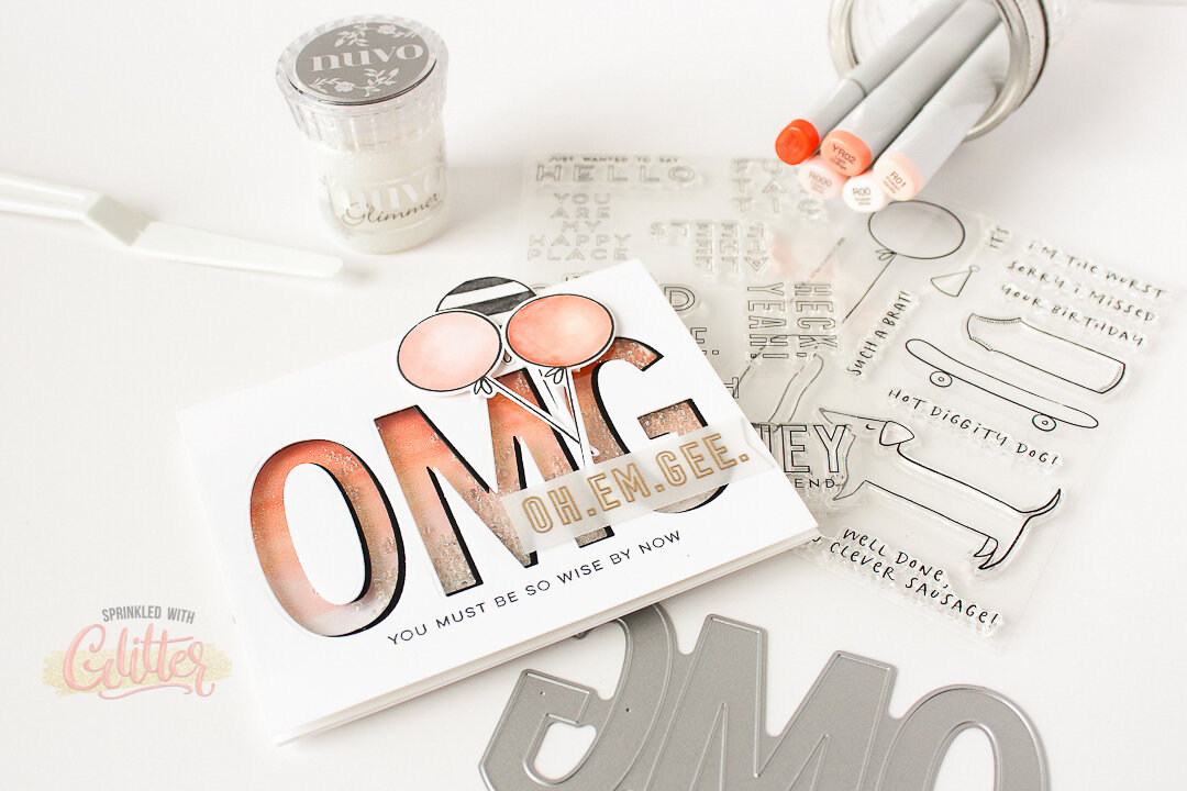 Easy Ombré Glitter Shaker Card - Essentials By Ellen March 2020 Release Blog Hop