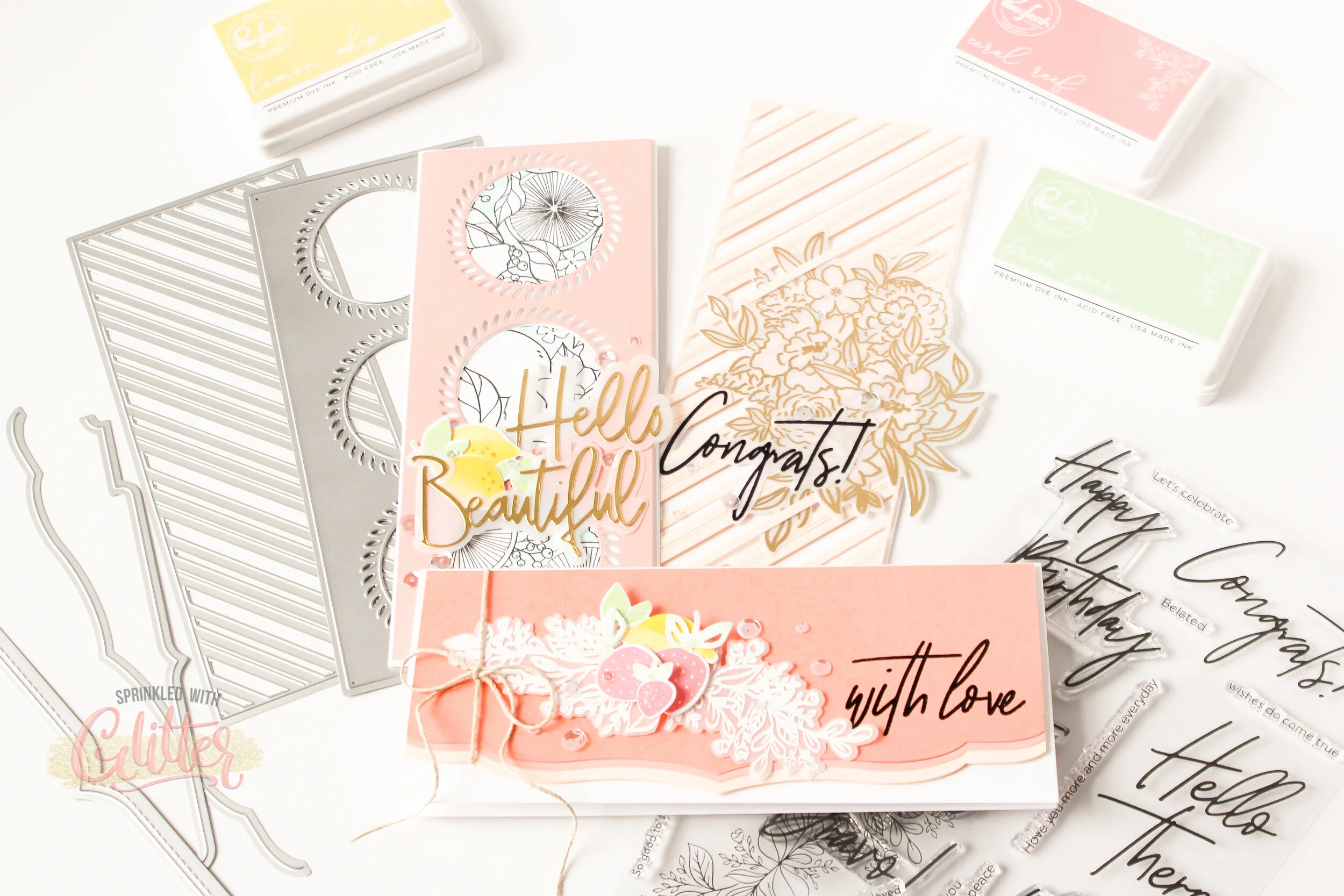 Slimline Cards Featuring Slimline Essentials Dies - PinkFresh Studio March 2020 Release Blog Hop