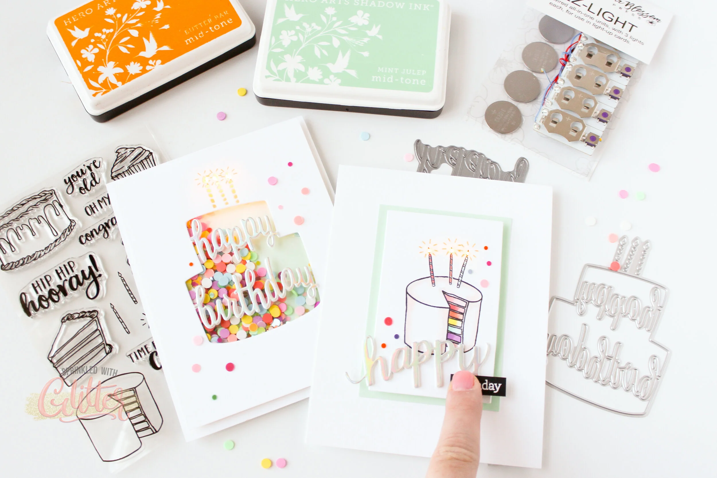 How To Create A Light Up Shaker Card - Bold &amp; Bright Hop with Hero Arts and Pear Blossom Press