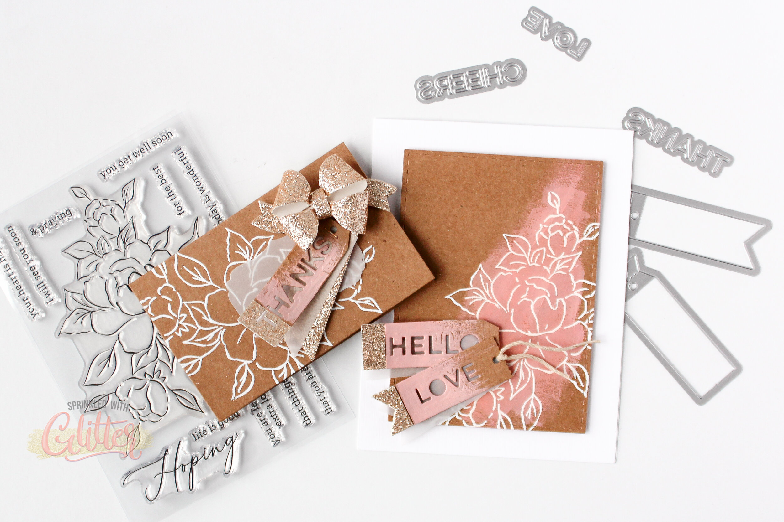 Glitter Dipped Sentiment Tag Die Cuts