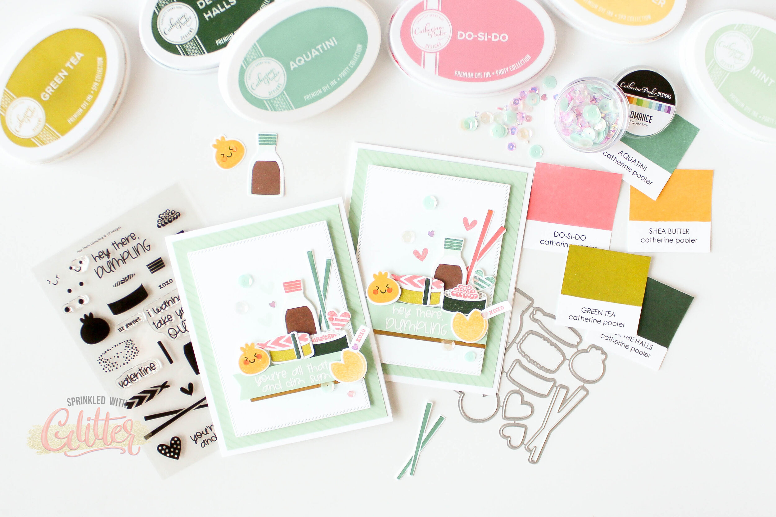 How To Stamp Perfectly On Die Cuts - Hey There Dumpling Sushi Card