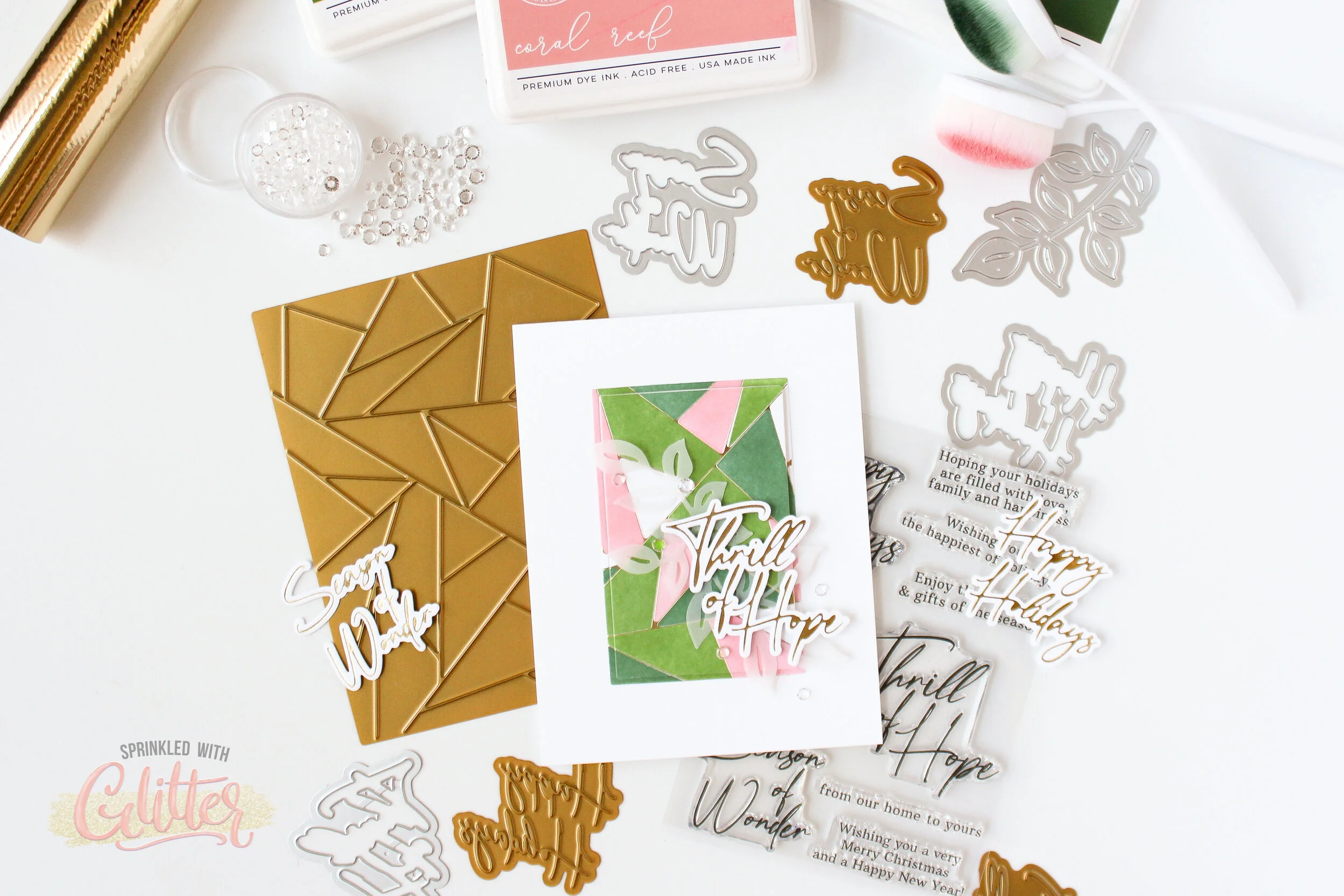 Ink Blending, Masking And Foiling - Thrill of Hope Modern Christmas Card