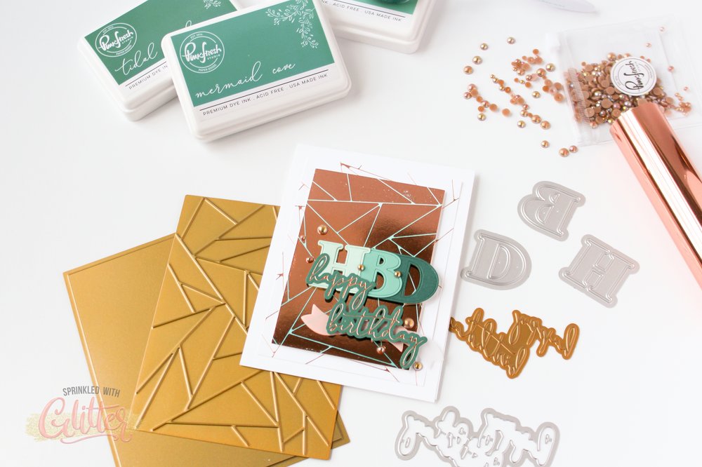 Peek A Boo Ink Blending With The Pinkfresh Studio Hot Foil Plate - Creating a Masculine Hot Foil Birthday Card