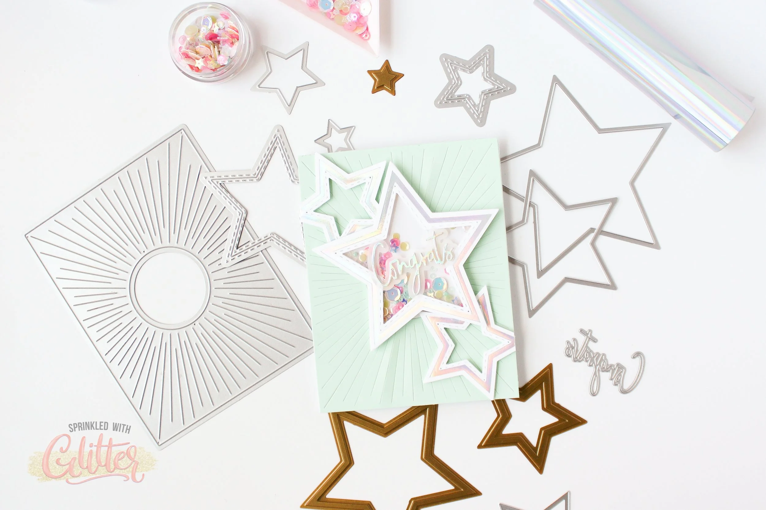 Foiled Star Frame Graduation Shaker Card