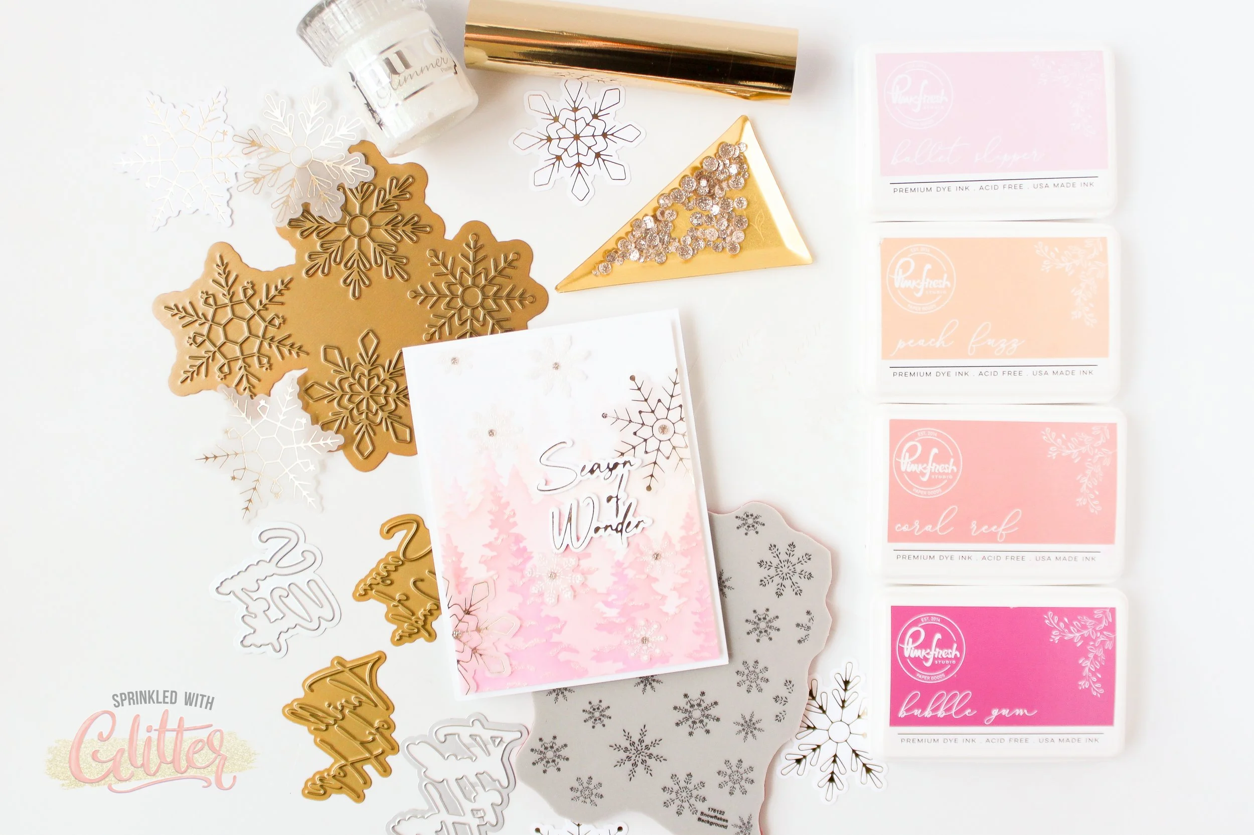 Adding Shine and Sparkle To A Stenciled Scene With Hot Foil And Glitter Paste