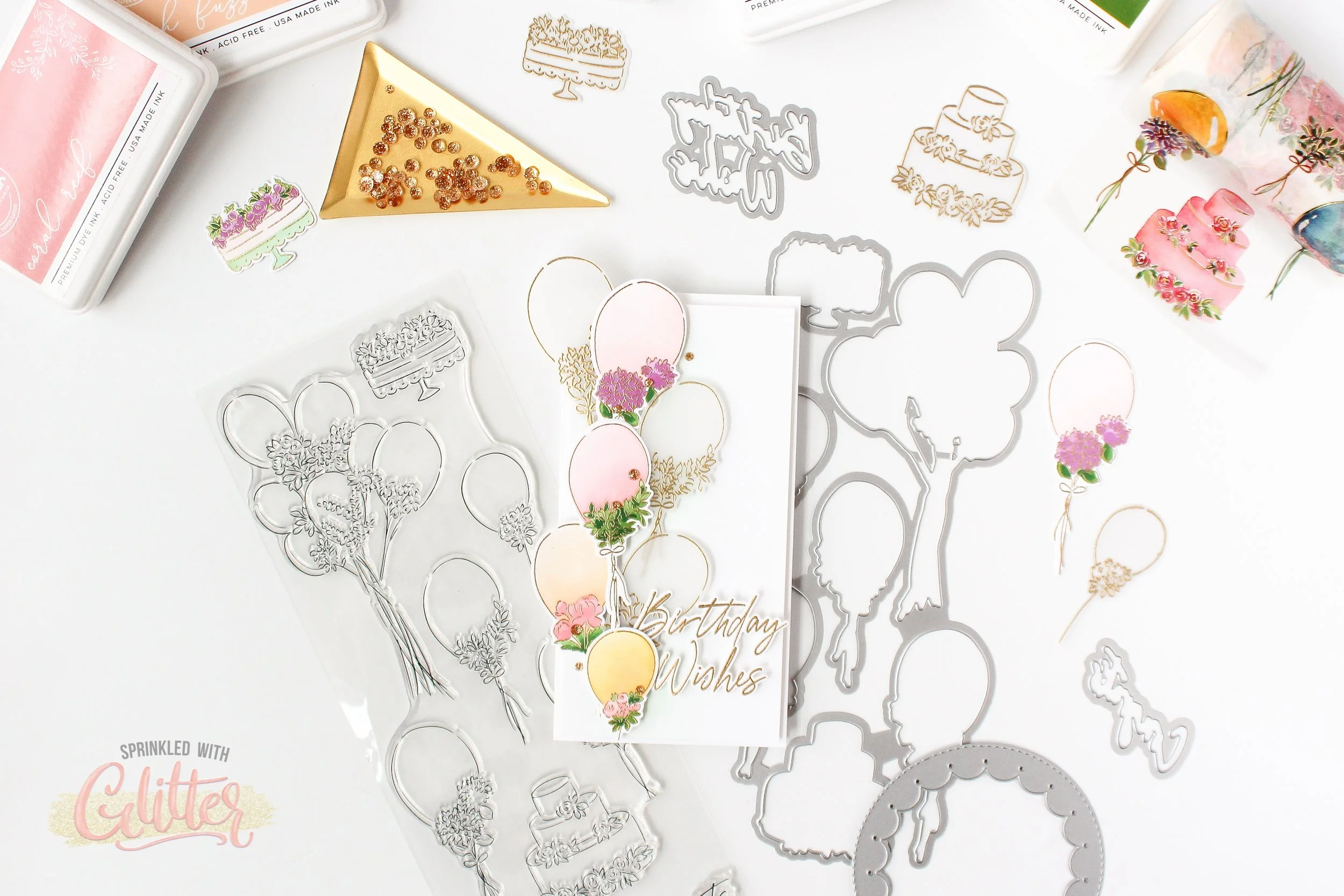 Celebrate Balloons Mini Slimline Birthday Card - Pinkfresh Studio October 2022 Release Instagram Hop