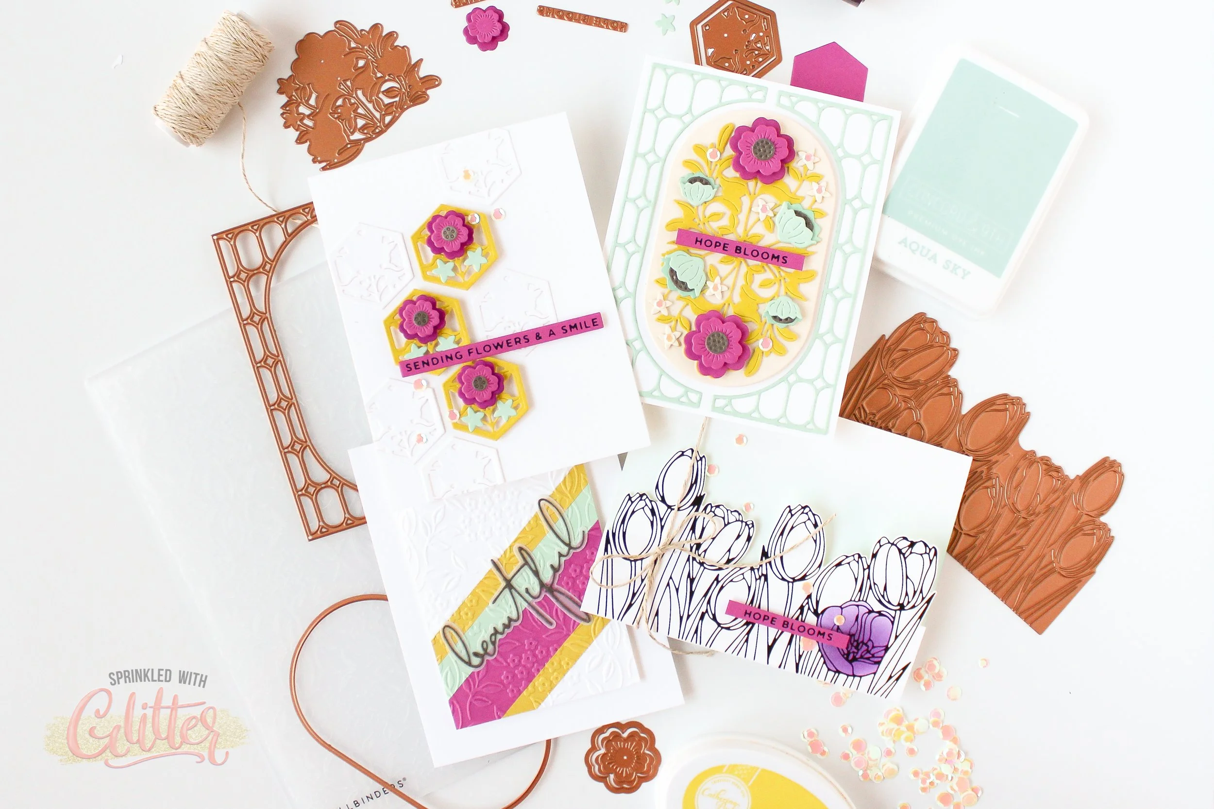 One Color Palette Four Cards - Spellbinders February 2023 Club Kit Of The Month