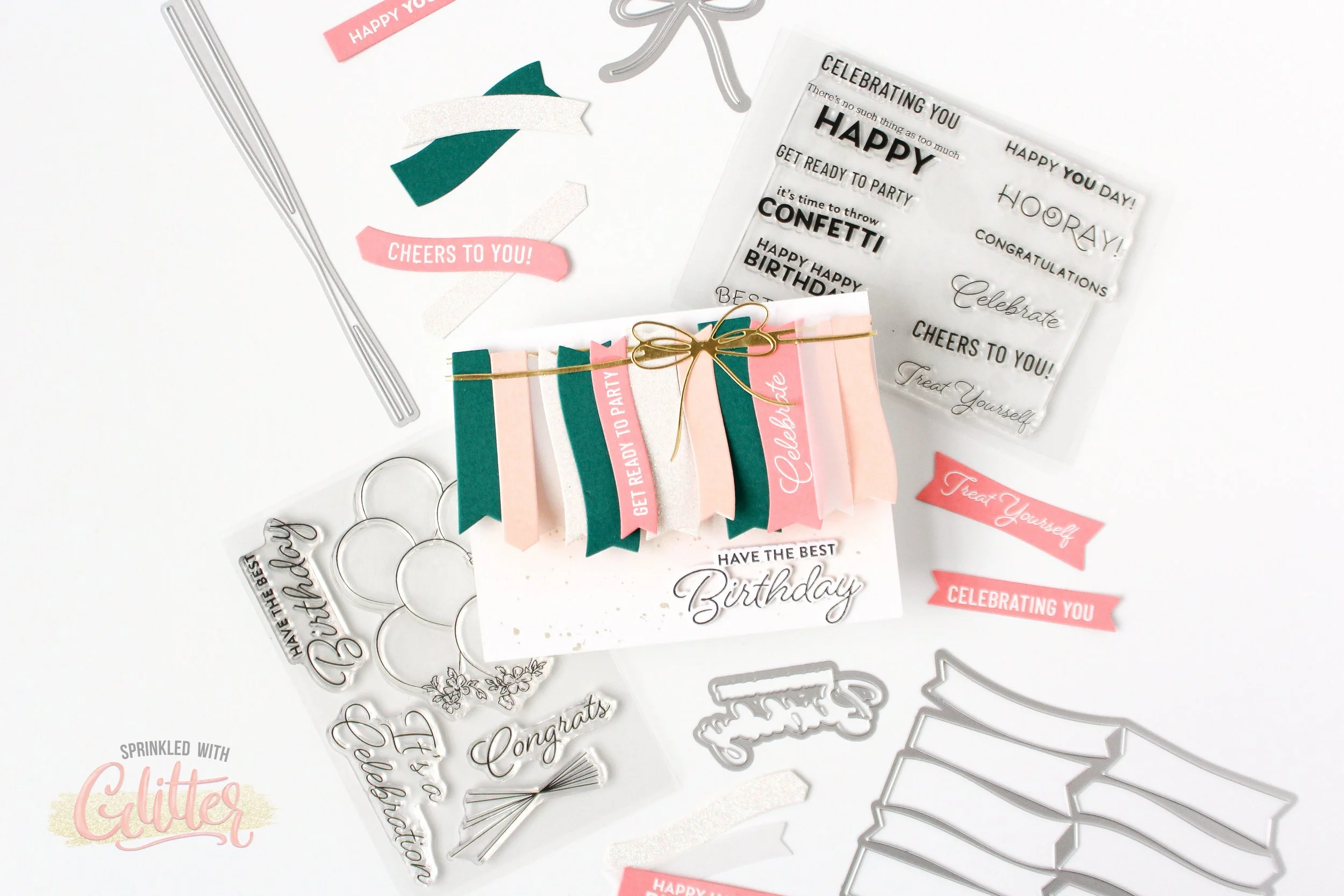 How To Create A Simple Banner Birthday Card - Pinkfresh Studio April 2023 Release Instagram Hop