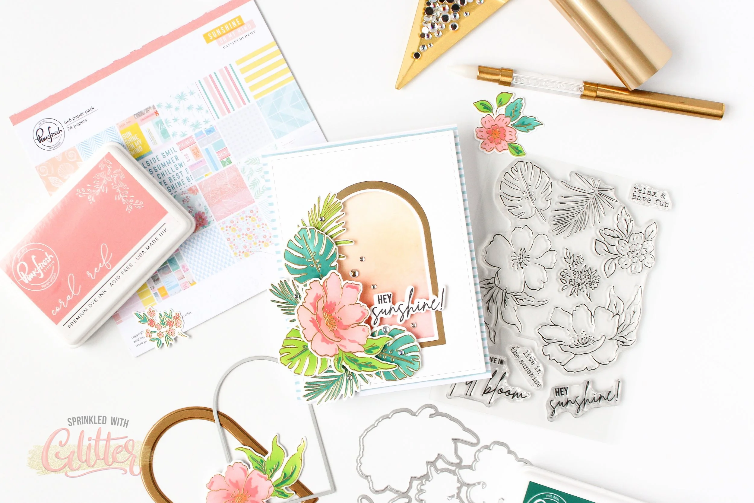 Sunshine On My Mind Tropical Themed Card - Pinkfresh Studio June 2023 Release Blog Hop