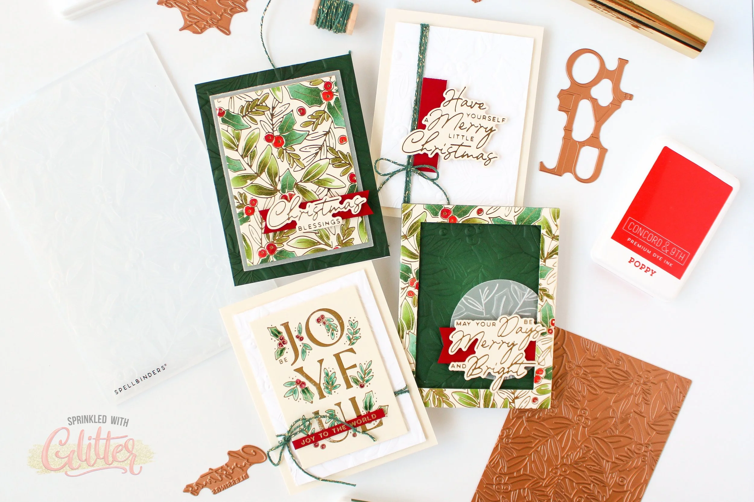 One Background, Two Cards To Create Four Elegant Handmade Christmas Cards