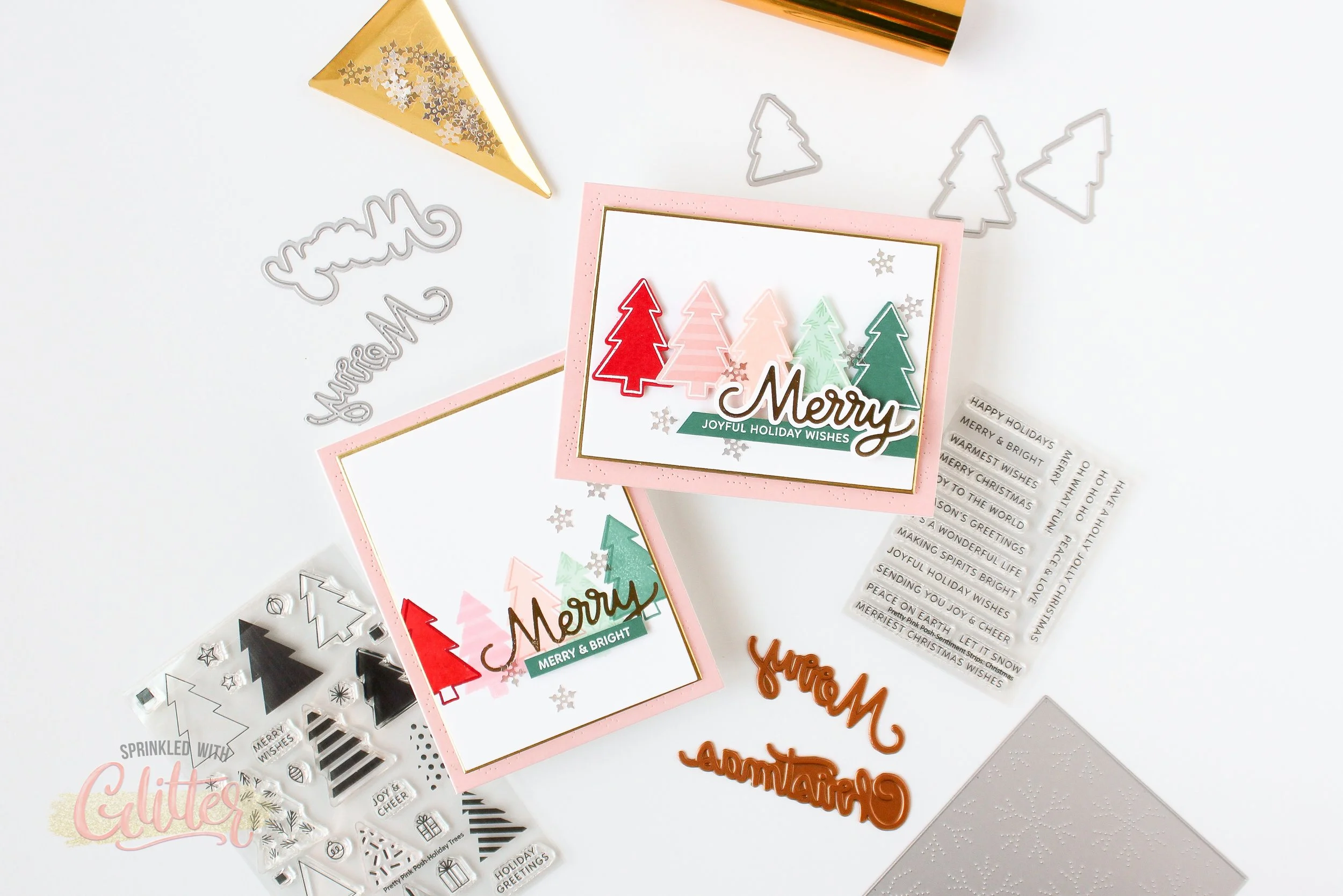 How To Create Colorful Stamped Christmas Cards - Pretty Pink Posh Holiday 2023 Release Blog Hop Day One