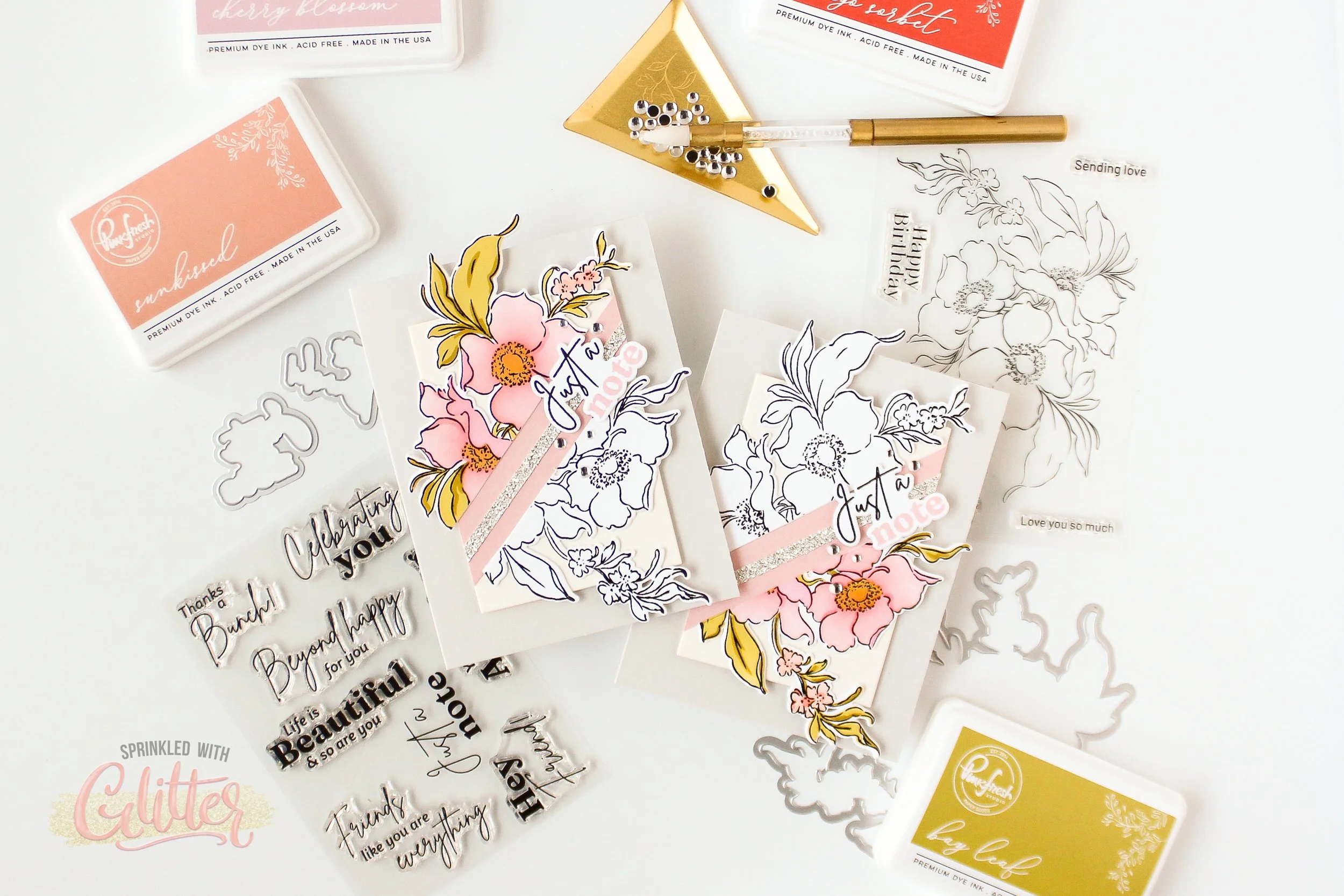 Simple Sets Series Two For One Floral Note Cards - Pinkfresh Studio November 2023 InstaHop