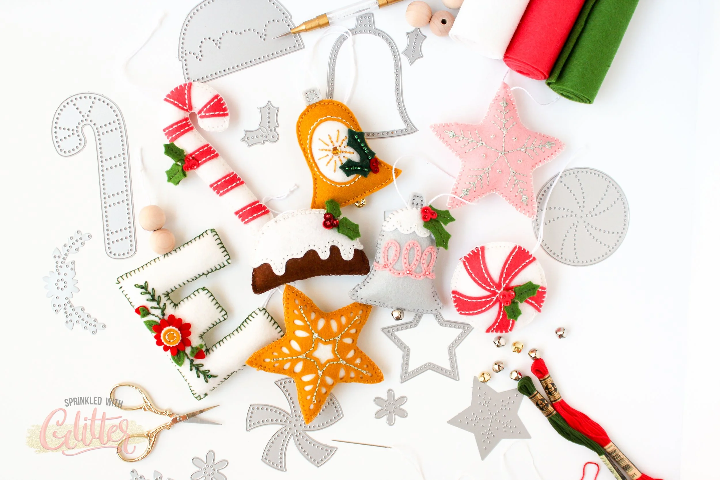 My Favorite Crafty Items For Stitching Felt Ornaments - Poshta Design Christmas 2024 Release