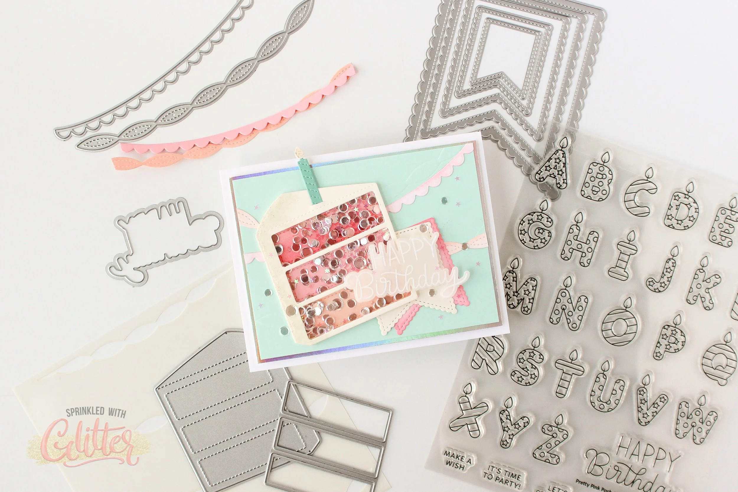 Birthday Cake Shaker Card - Pretty Pink Posh Birthday Blog Hop Day One