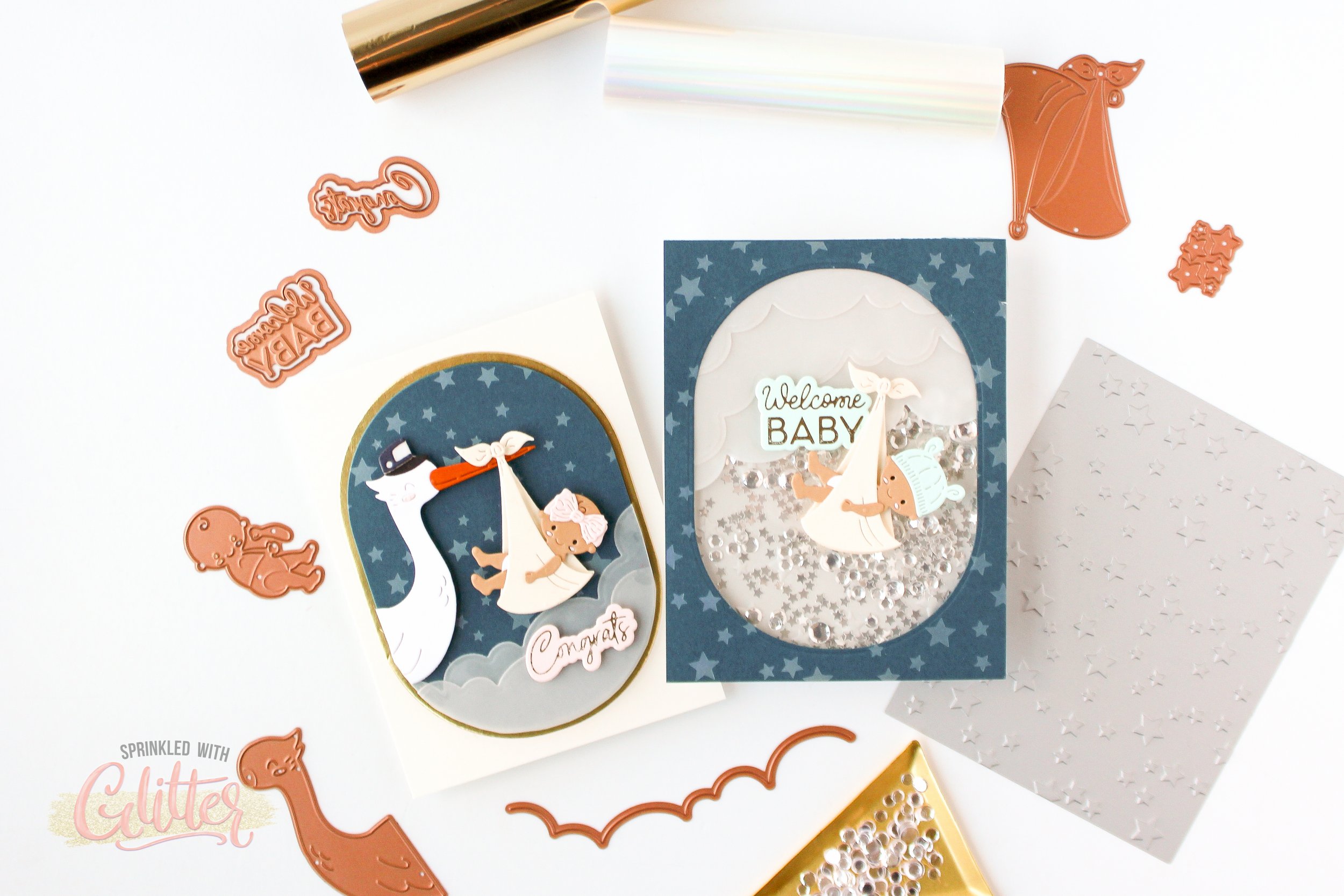 Simple Sets Series 2 For 1 Card Baby Cards Featuring Spellbinders Little Smiles Collection