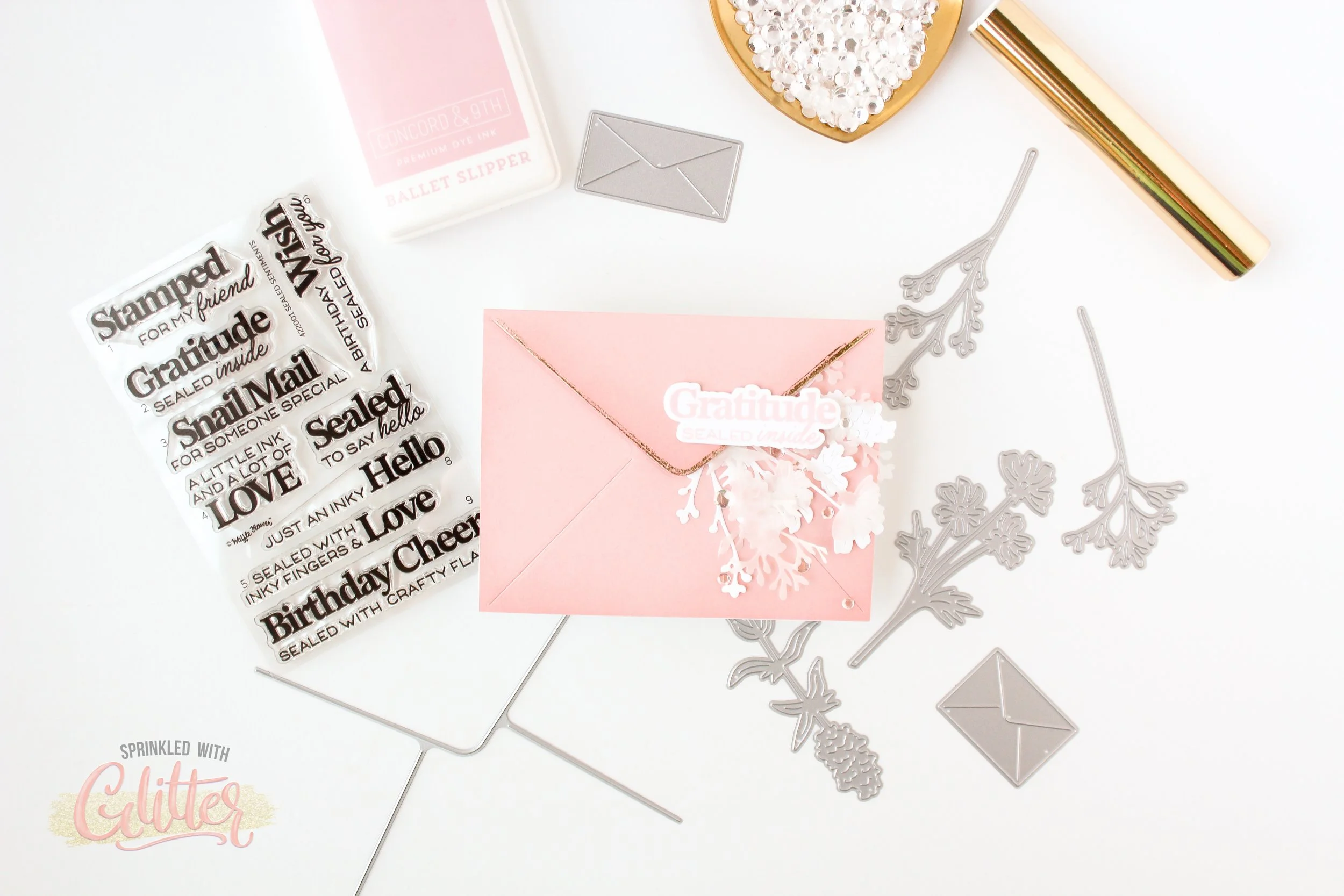 Simple Envelope Card Design Featuring Waffle Flower Crafts