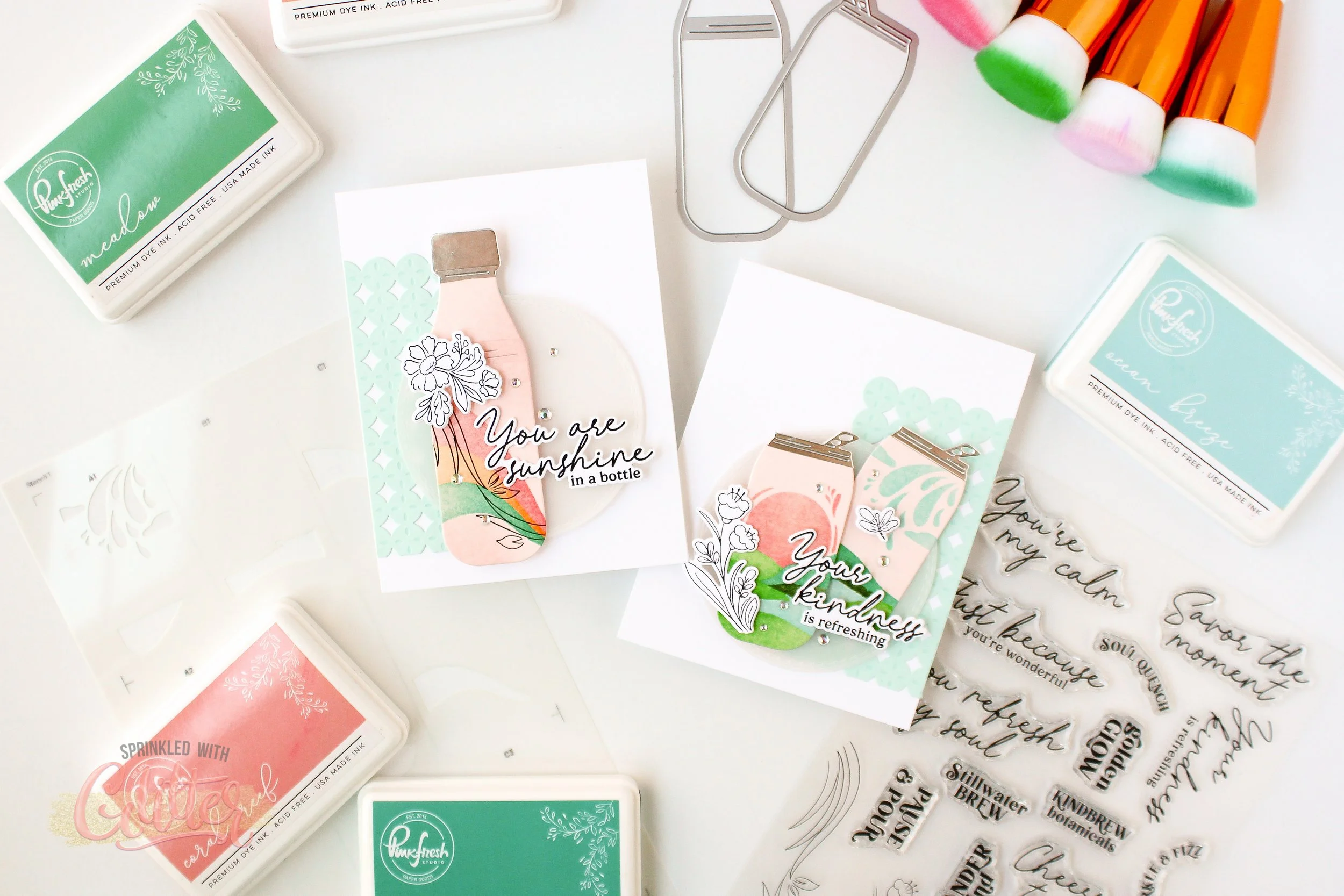 Ink Blending On Colored Cardstock - Pinkfresh Studio Whispering Views Release Blog Hop