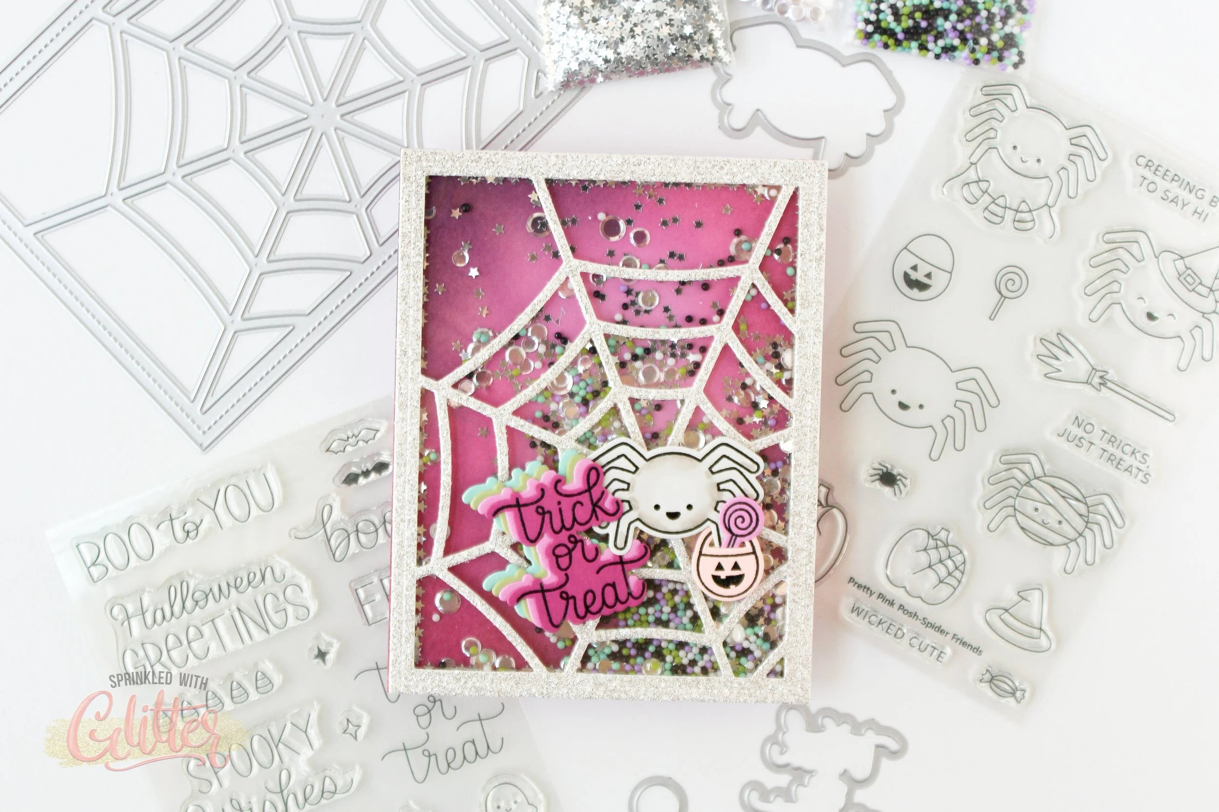 Sparkly (Not Spooky) Halloween Shaker Card Featuring Pretty Pink Posh August 2025 Release