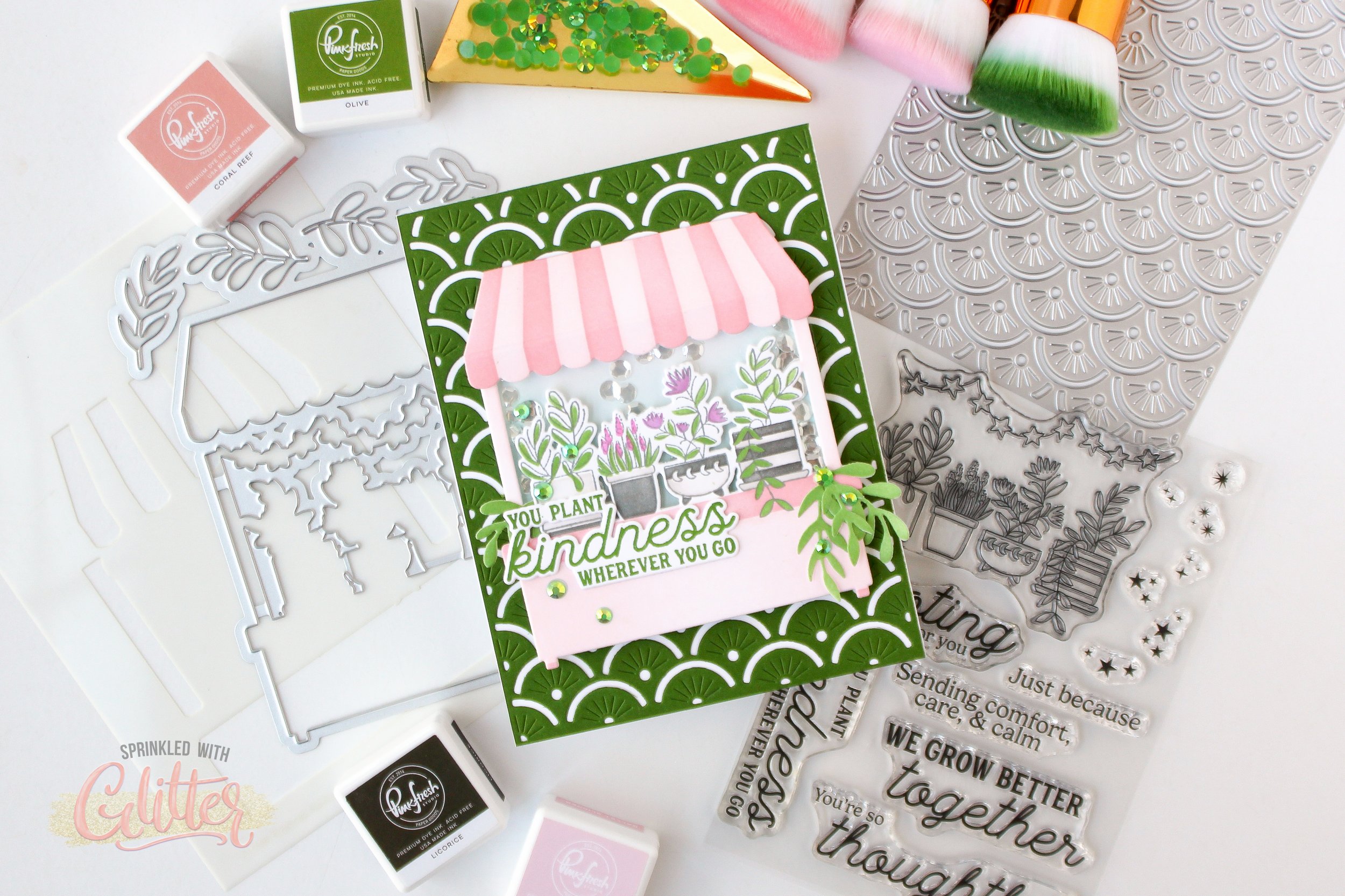 Perfectly Placed Stamped Images - Flower Market Shaker Card - Pinkfresh Studio Fables &amp; Forests Release Blog Hop September 2025