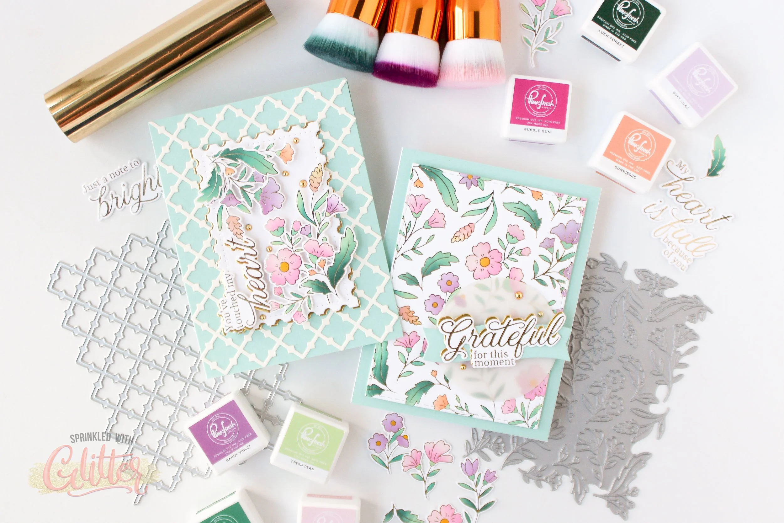 Simple Or Stepped Up - One Press Plate, Two Card Projects - Pinkfresh Studio Delicate Details Blog Hop