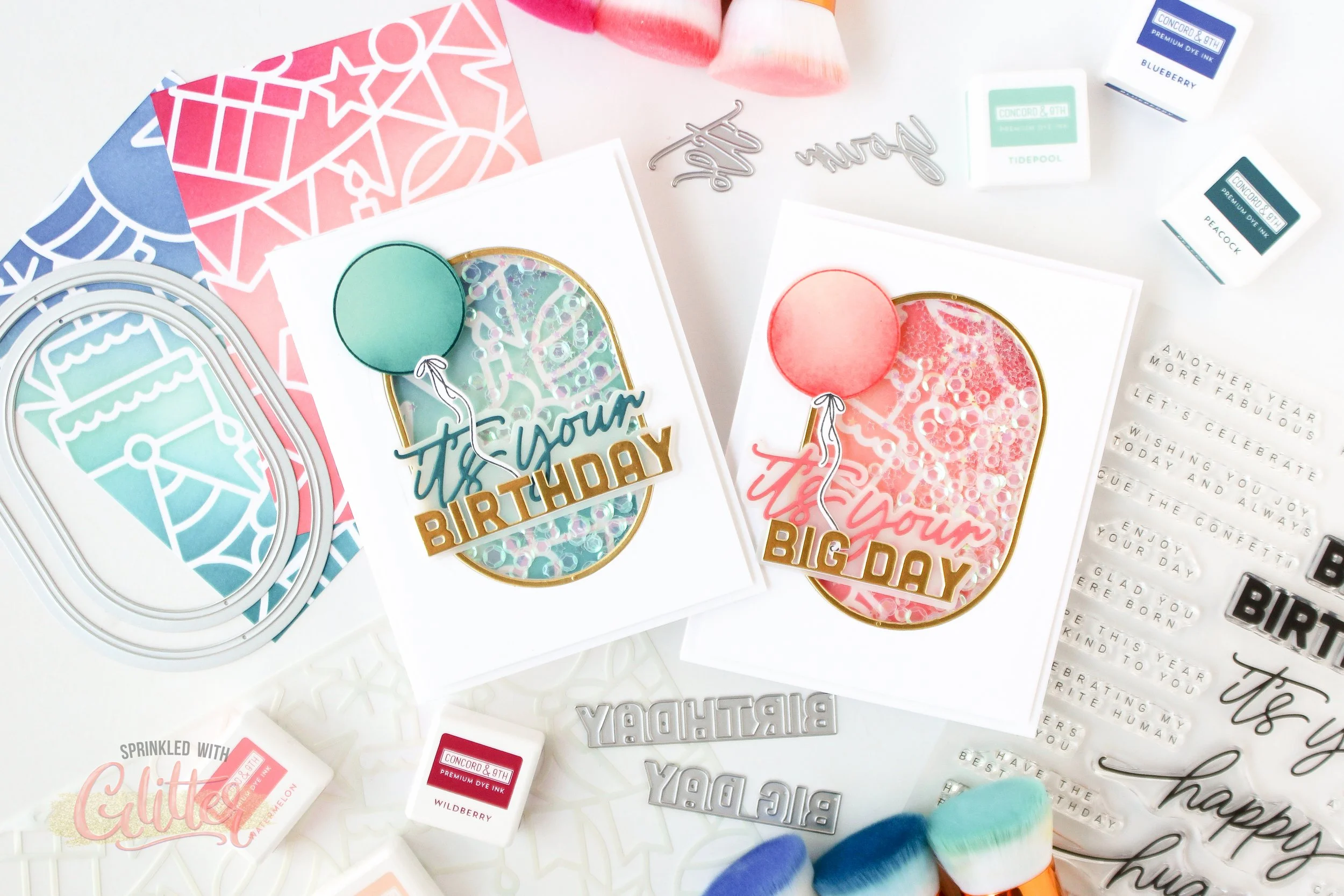 My Favorite Ink Blending Color Combinations - Floating Window Birthday Shaker Cards