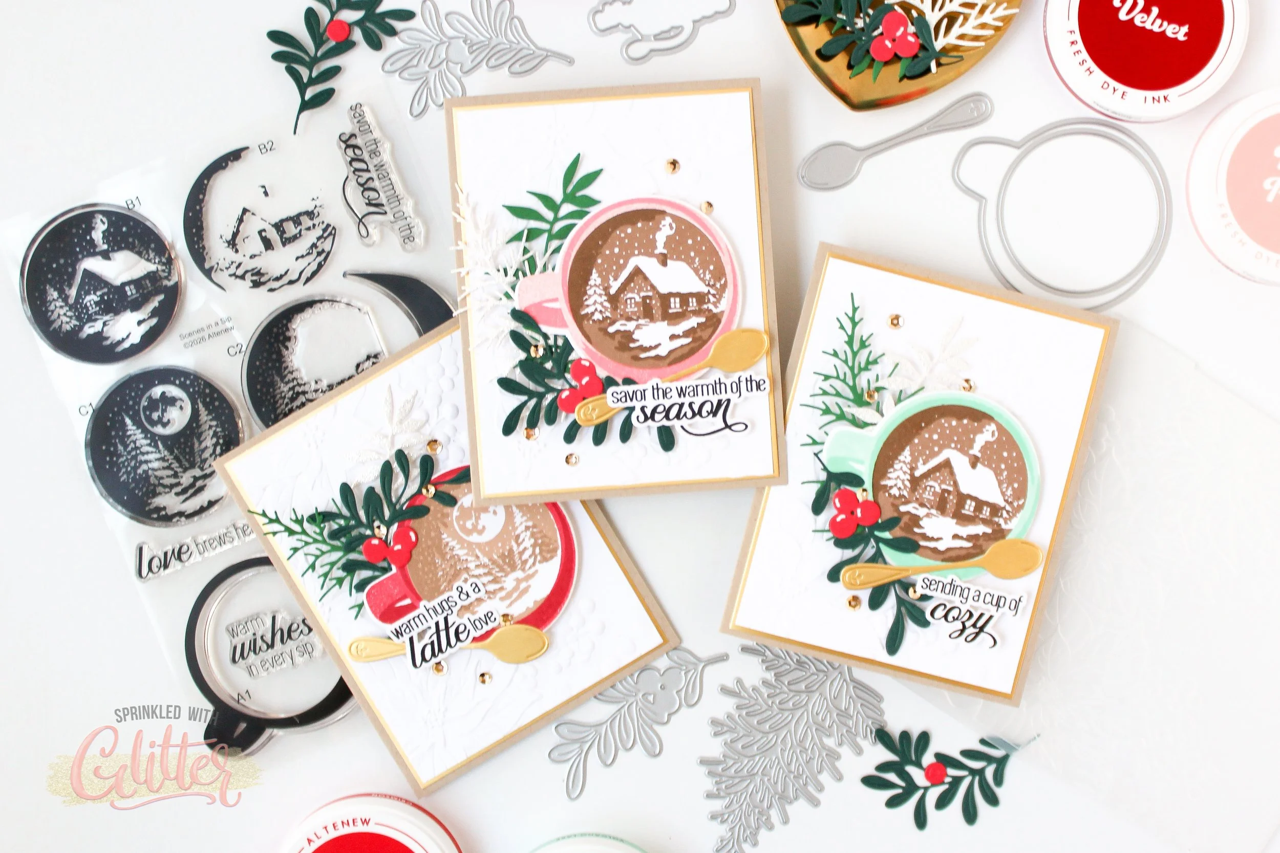 Mass Produce Christmas Cards - An Easy Design To Create Multiple Cards Featuring Altenew