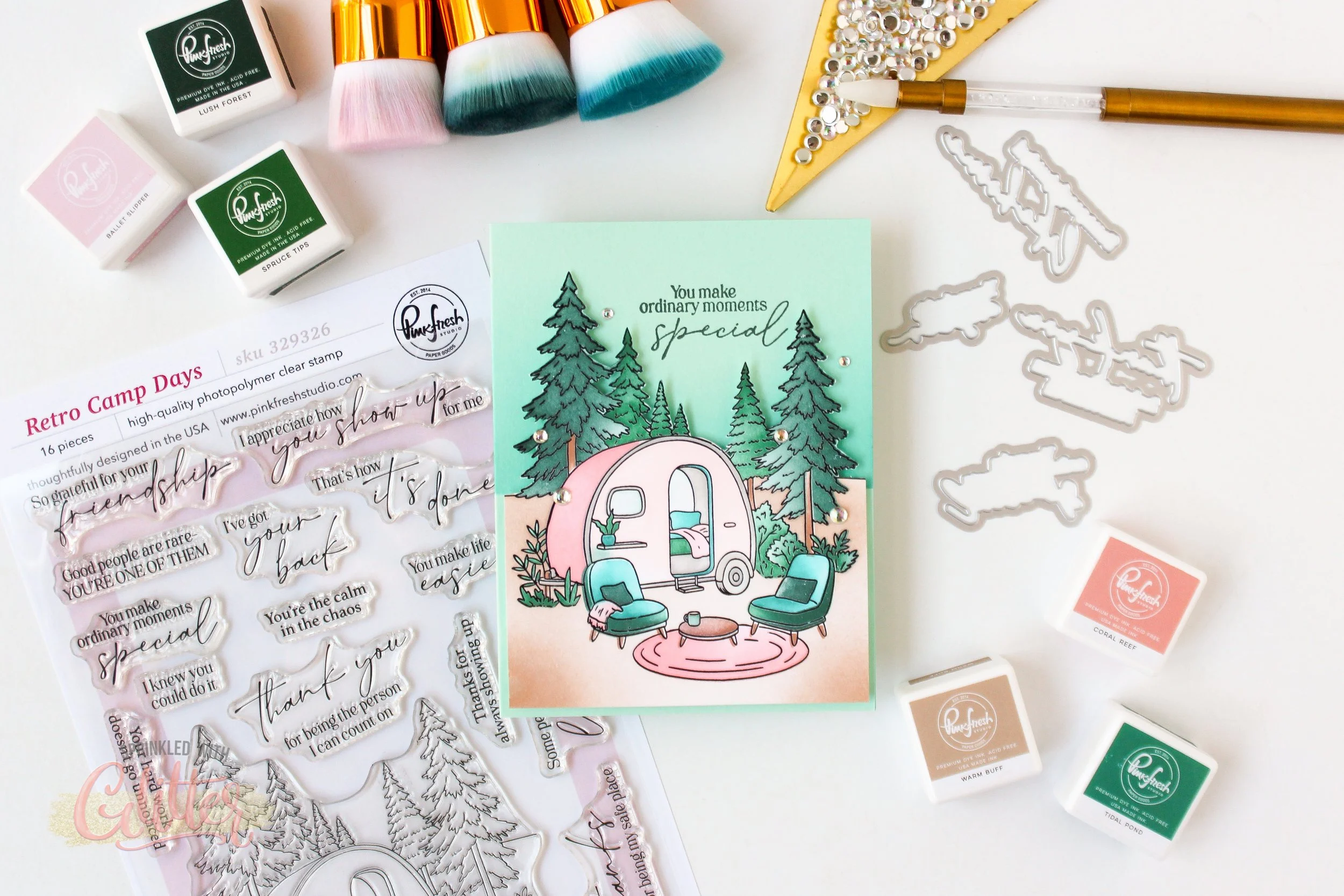 No Dies?  No Problem!  | Pinkfresh Studio Retro Camp Days Card Tutorial
