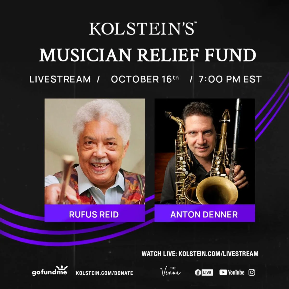 Kolstein's Musician Relief Fund: Rufus Reid and Anton Denner!
