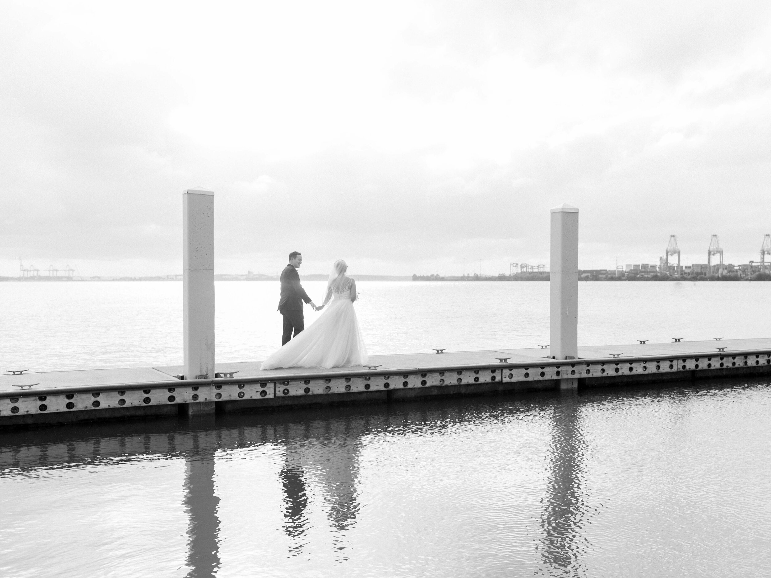  Dami Or Photography Fine Art Washington DC Wedding Photographer Chesapeake Yacht Club Wedding Yaninne and Spencer walking on dock, DC wedding photographer, DC film photographer, Washington DC film photographer, DC editorial wedding photographer, Was